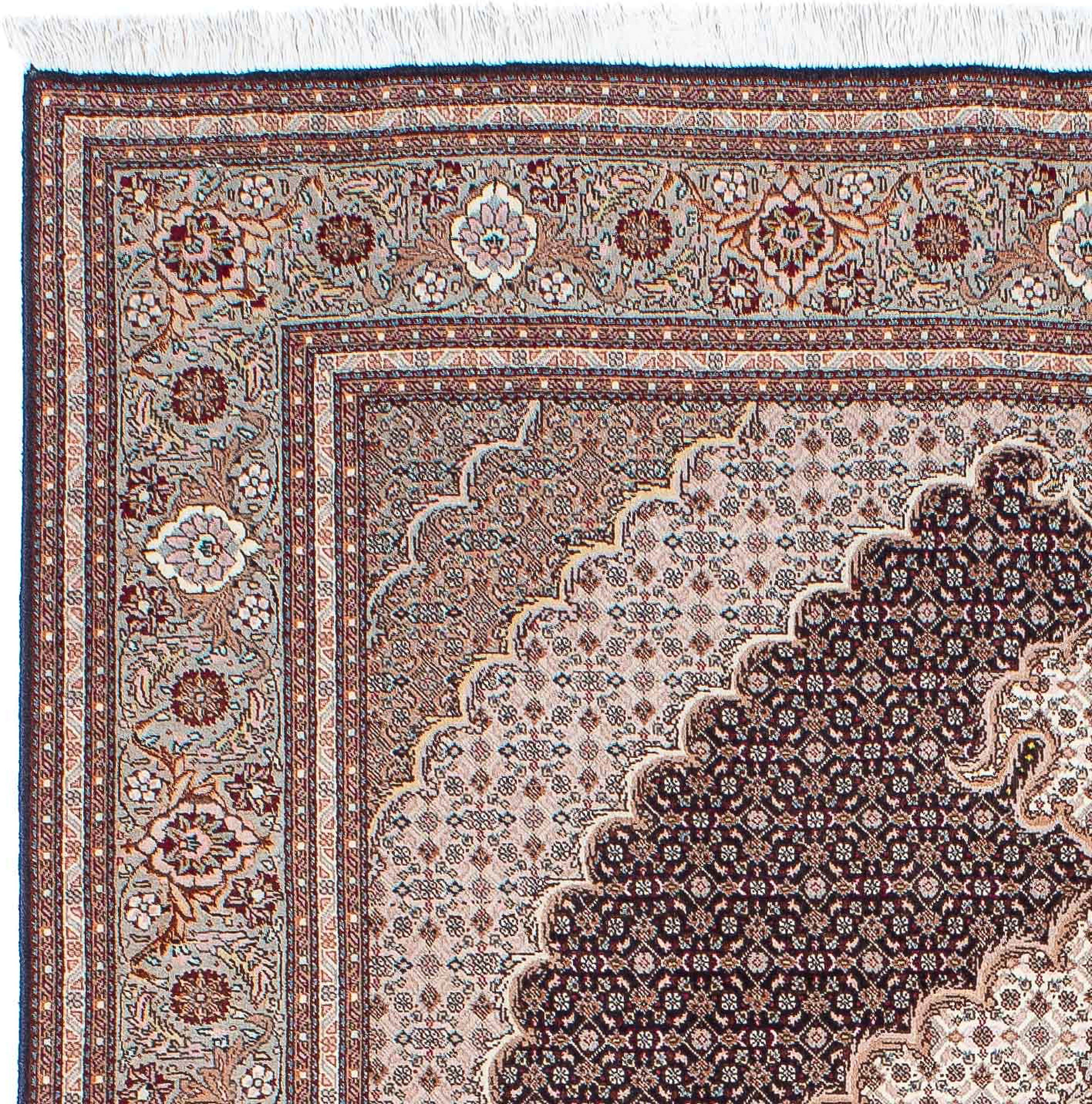 Orientteppich Perser - Täbriz - 150 rechteckig, mm, hellbraun, Wohnzimmer, x cm mit 187 - Handgeknüpft, Zertifikat morgenland, Höhe: Einzelstück 10