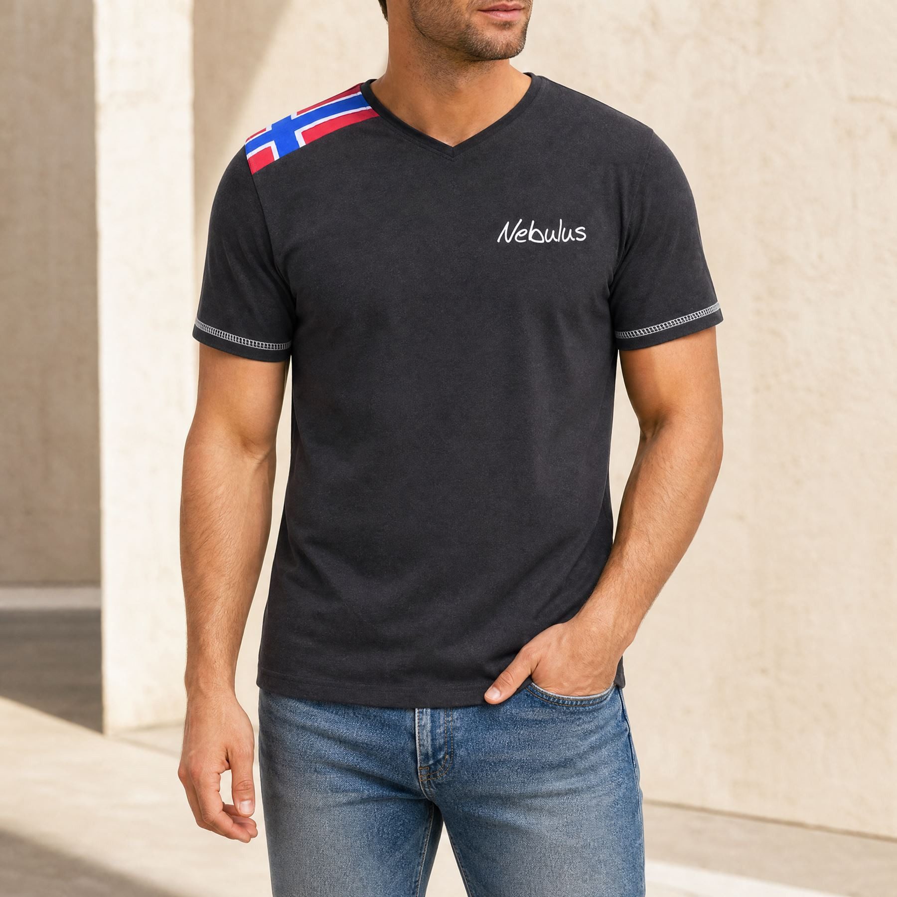Nebulus T-Shirt READY, P6850 - Herren, schwarz-weiß, XL