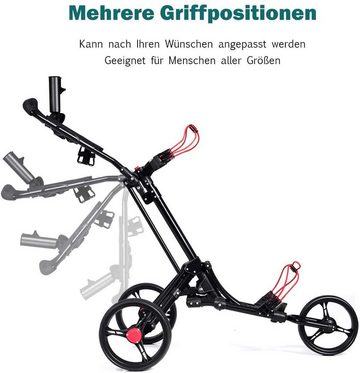 COSTWAY Golftrolley 3-Rad Golfwagen, klappbar & verstellbar, aus Alu