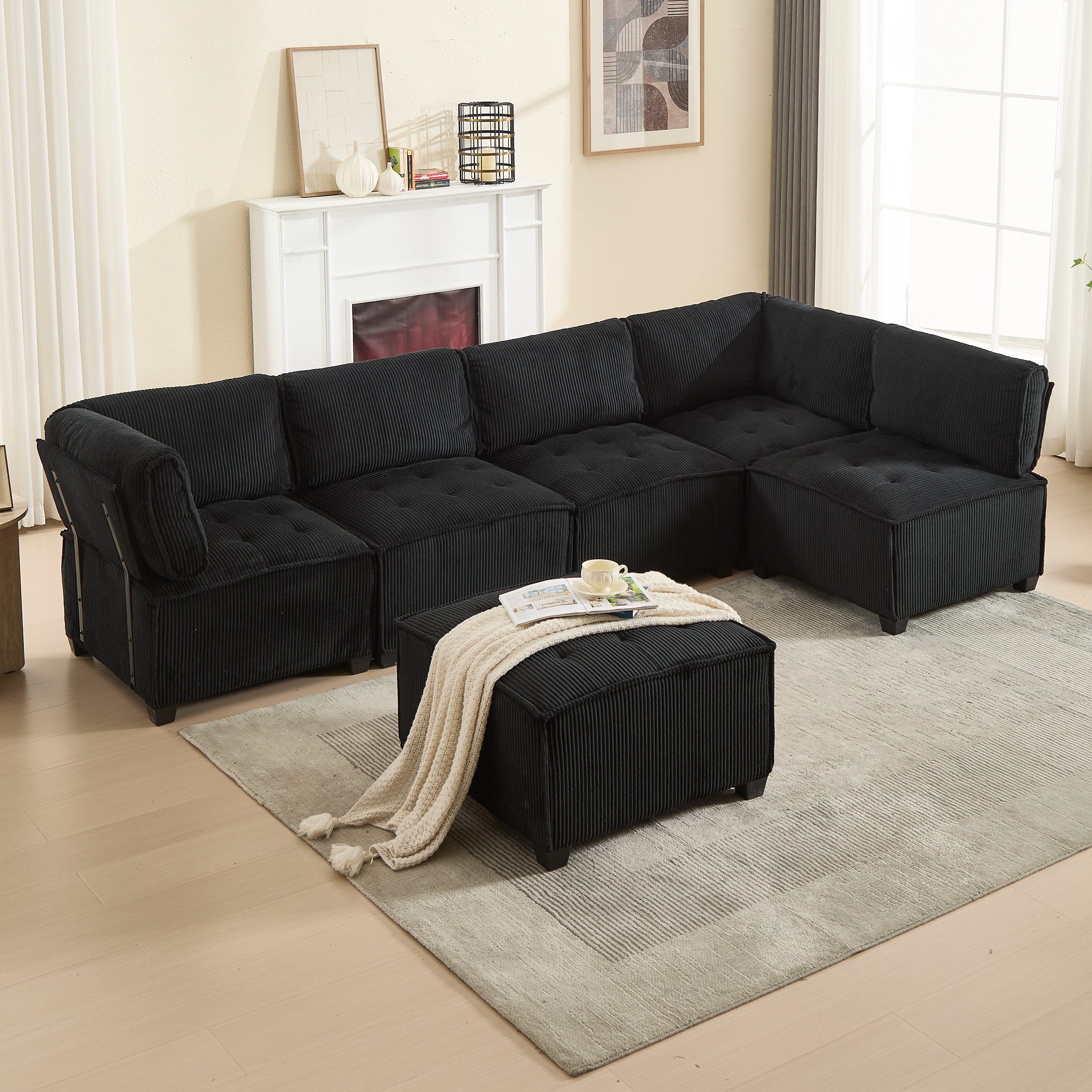 Odikalo Big-Sofa Lounge Schlafsofa 6-Sitzer-Sofa U/L-Form günstig online kaufen