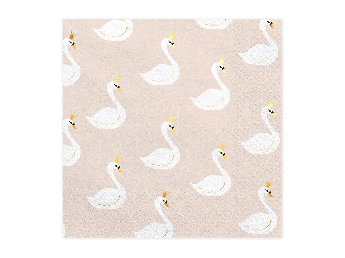 partydeco Papierserviette, Servietten 33x33cm Schwan mit Krone 20 Stück beige