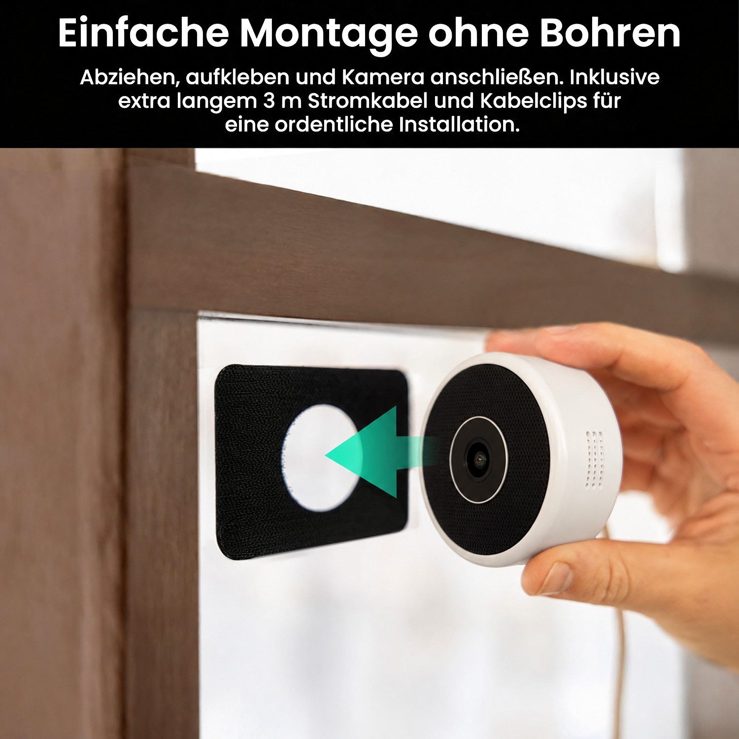 FOSMET IP-Überwachungskamera Fensterkamera 5MP 3K, WiFi 6, AI Personenerkennung & Farb-Nachtsicht (Indoor Fensterkamera,2-Wege-Audio,Alexa & Google,130.5° Weitw – Bild 3 von 5