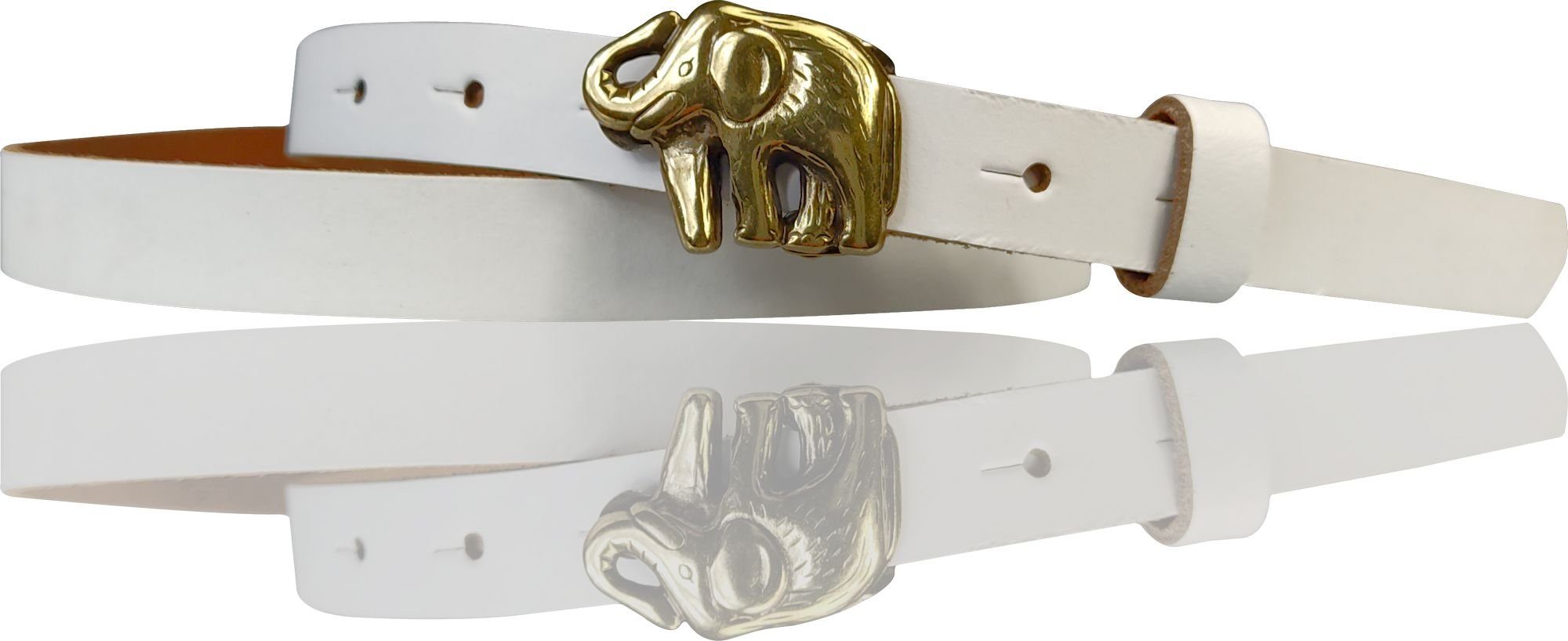 mit cm Weiß Kindergürtel goldener Ledergürtel 18726 2 Hüftgürtel Elefantenschnalle, FRONHOFER
