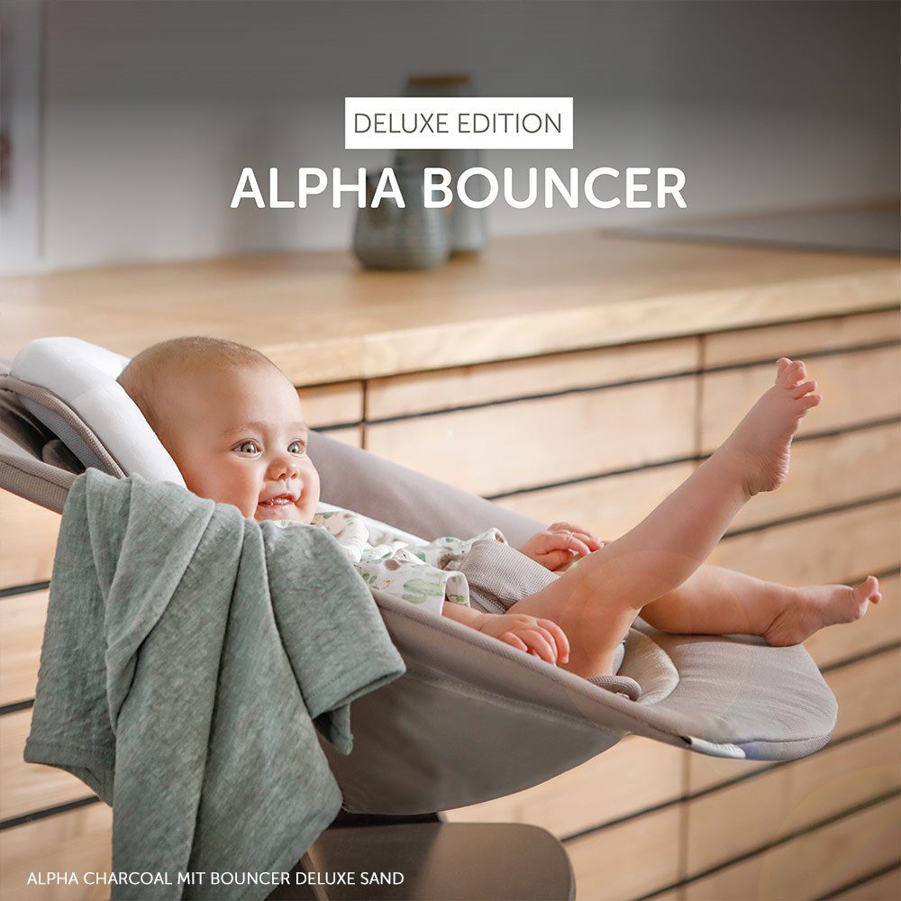 inkl. Newborn 4 Neugeborene Hochstuhl Geburt St), für (Set, Holz Set & Babystuhl Walnut Sitzauflage ab Alpha Hauck Aufsatz Plus -