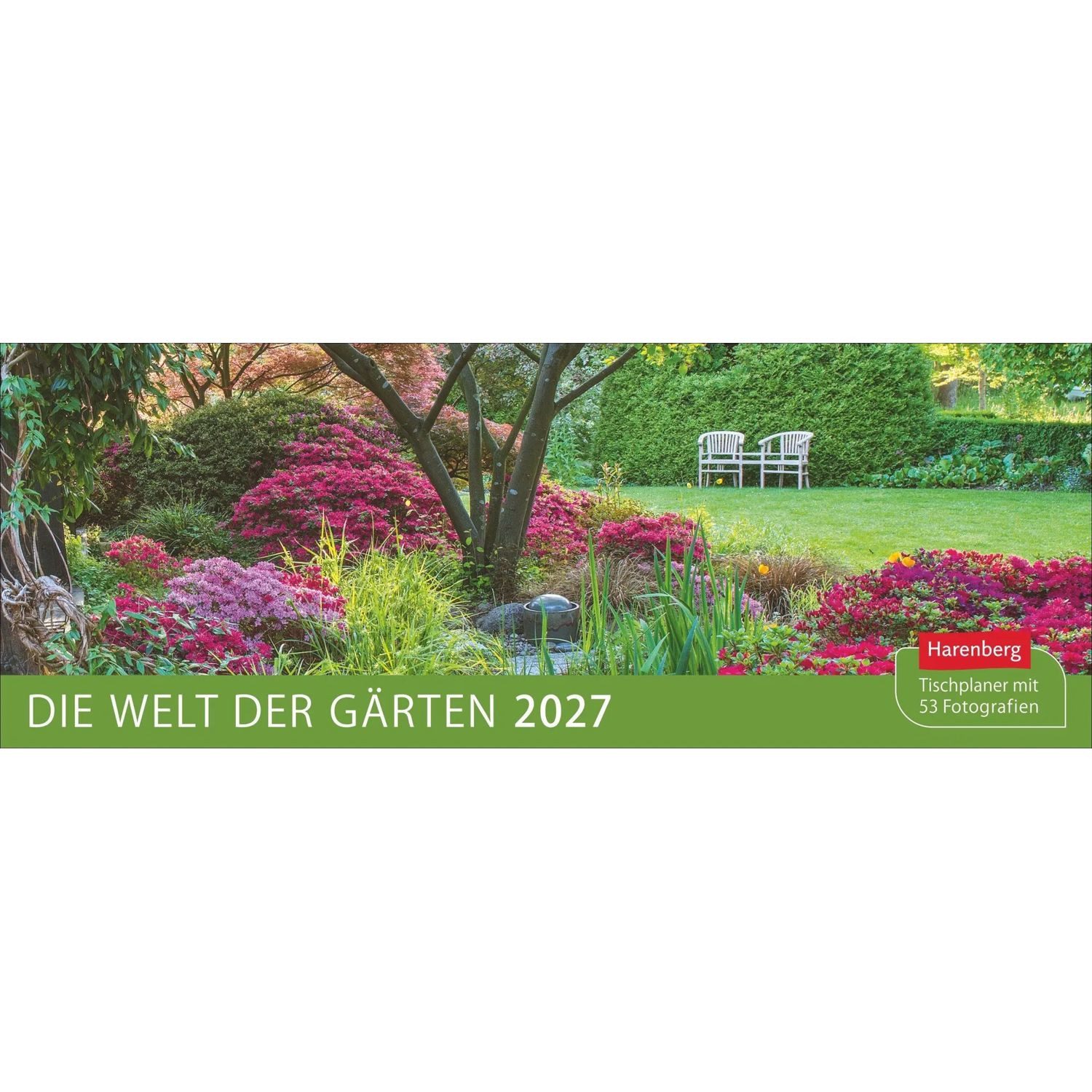 Harenberg Kalender Verlag Querkalender Die Welt der Gärten Premium-Tischplaner 2027 - Wochenkalender mit...