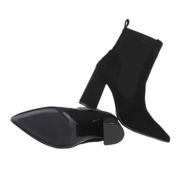 Ital-Design Damen Chelsea Elegant High-Heel-Stiefelette Blockabsatz Chelsea Boots in Schwarz