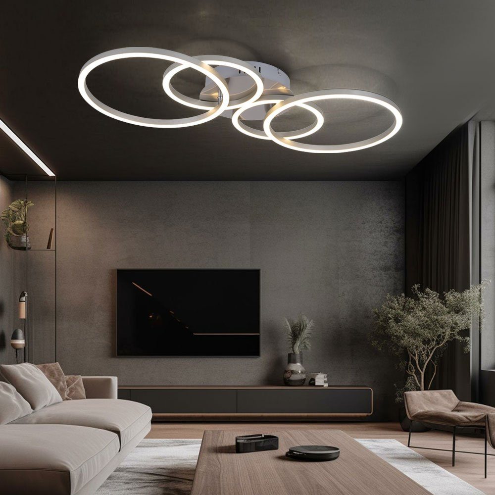 Globo LED Deckenleuchte, LED-Leuchtmittel fest verbaut, Warmweiß, Deckenlampe LED Wohnzimmerlampe modern Ringe verstellbar | Deckenlampen