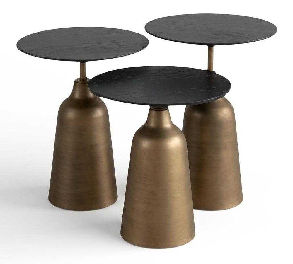 JVmoebel Couchtisch Couchtisch Set Schwarz Marmor Gold Beistelltisch Modern Design Neu, Made in Europa