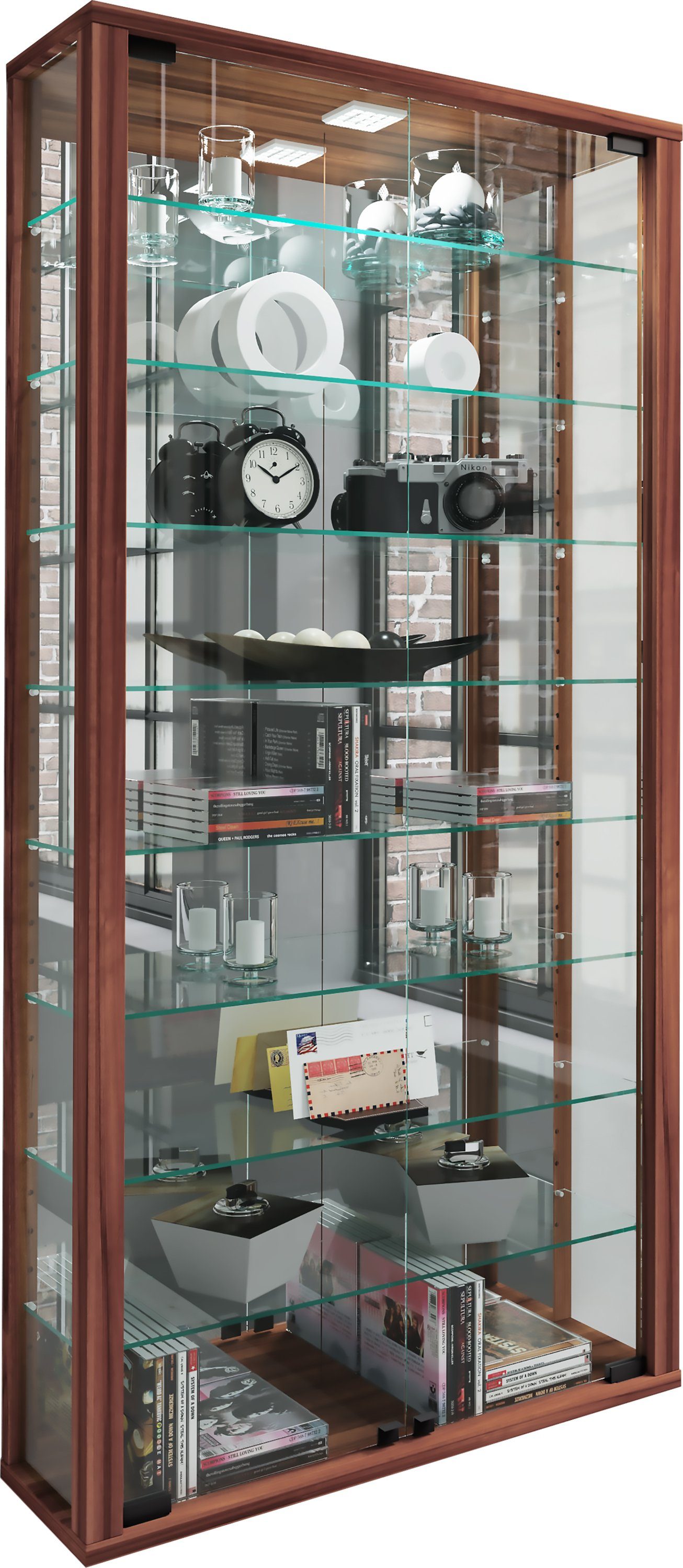 VCM Hängevitrine Wandvitrine Glasvitrine Vitrosa Maxi Spiegel