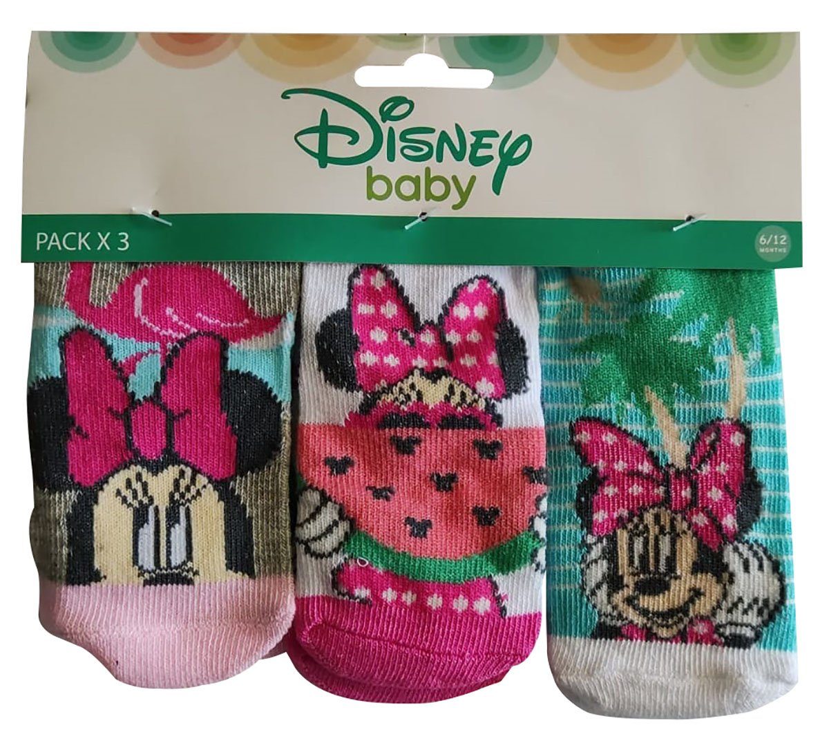 Disney Socken Disney Minnie Maus Baby Socken Babies 0-6 Monate (3-Paar)