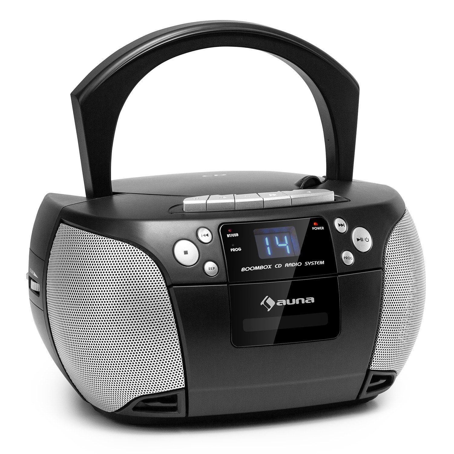 Auna 10 Portable-Lautsprecher (Bluetooth, Harper Schwarz CD W) Boombox