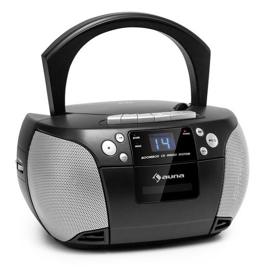 Auna Harper CD Boombox CD-Player Bluetooth Kassette UKW AUX USB Portable-Lautsprecher (Bluetooth)