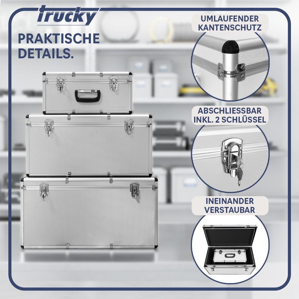 Trucky Allzweckkiste Aluminium 3 Set Boxen Alubox Alukiste Transportbox Werkzeugkiste