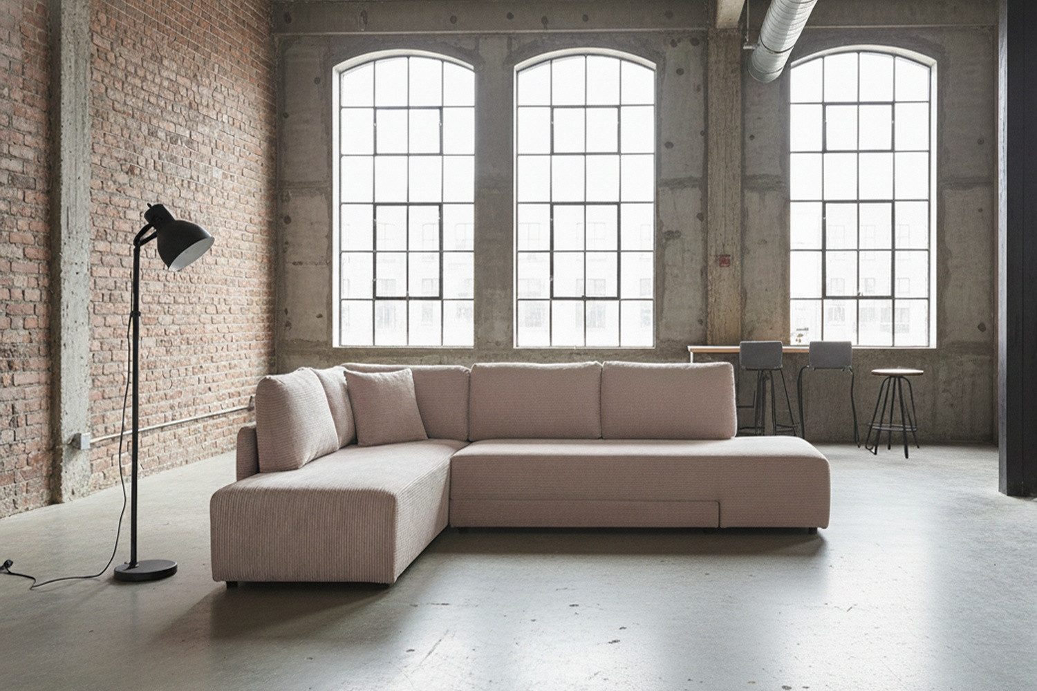 KAWOLA Schlafsofa SADIRA Ecksofa mit Schlaffunktion – Modern & Komfortabel, Eckcouch mit Cordbezug – Bettsofa – Viel Platz, hoher Wohnkomfort