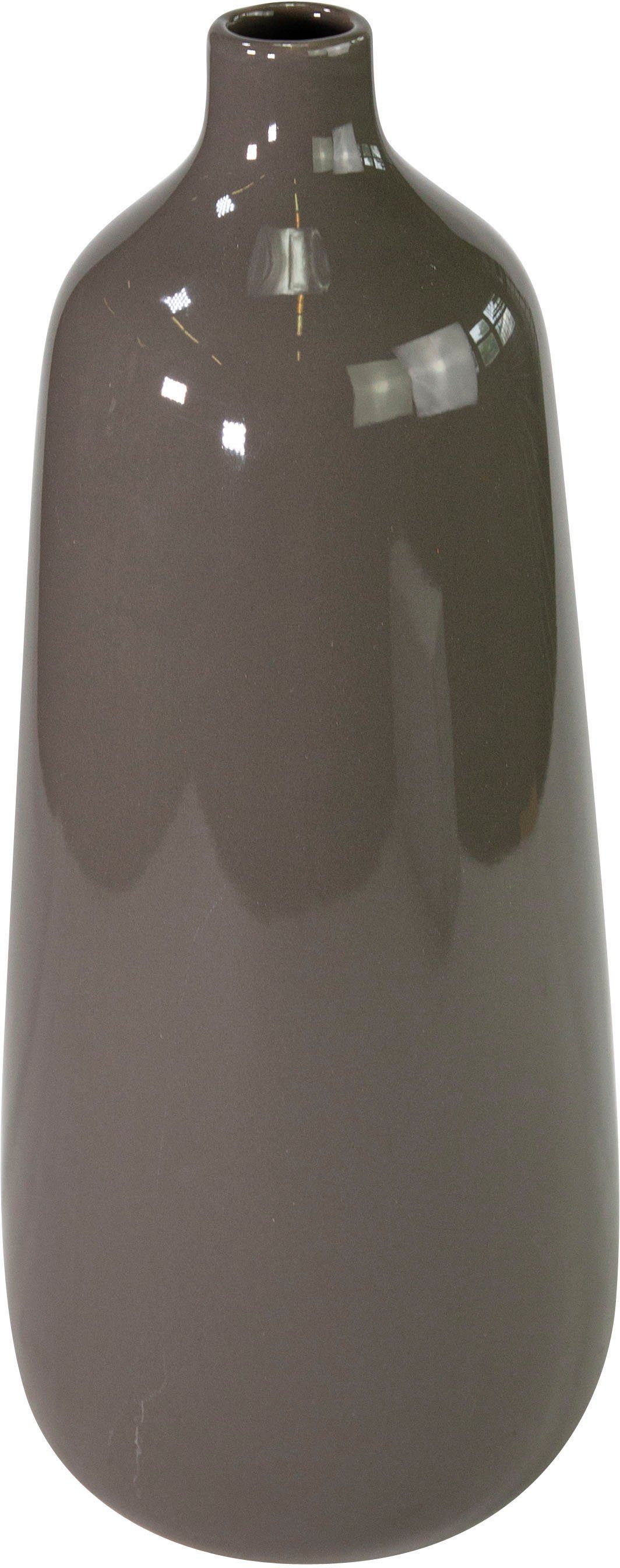 andas Tischvase Flaschen-Vase Kila, glänzend (1 St), aus Porzellan, Höhe ca. 31,5 cm grau