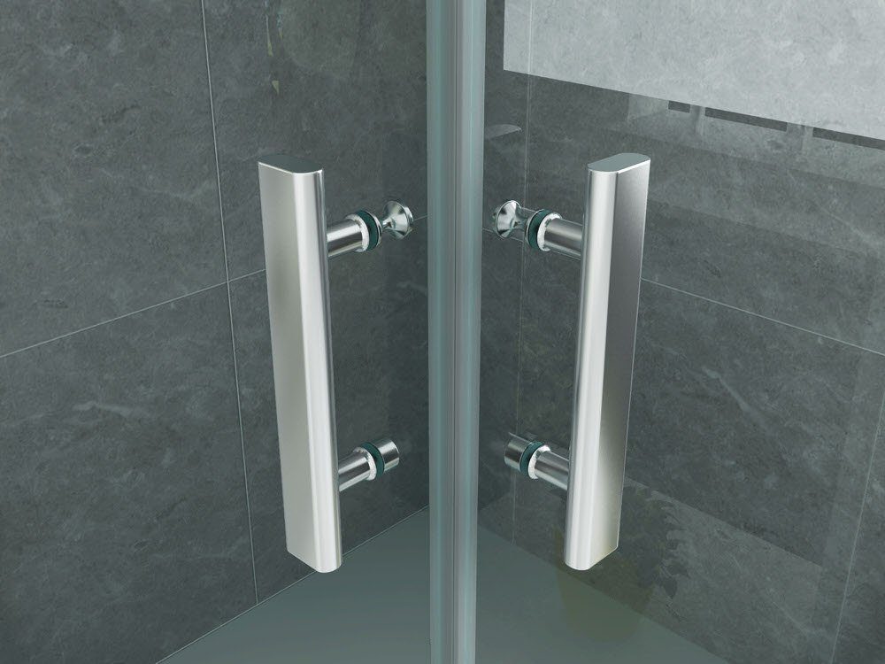 Aloni Eckdusche CR24-9090, 1-tlg., Aloni Eck-Duschkabine Doppel-Schwingtüren Klarglas 6 mm 90x90x190