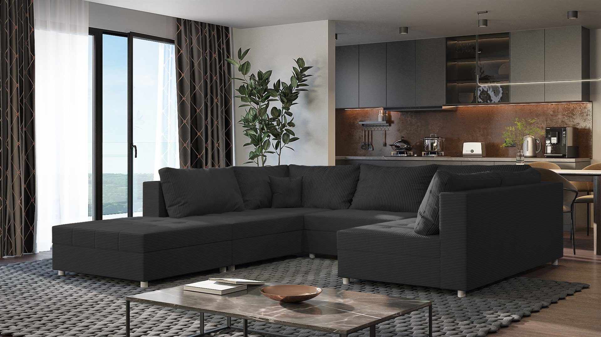 Fun Möbel Wohnlandschaft Sofa U-Form ANDRO, günstig online kaufen