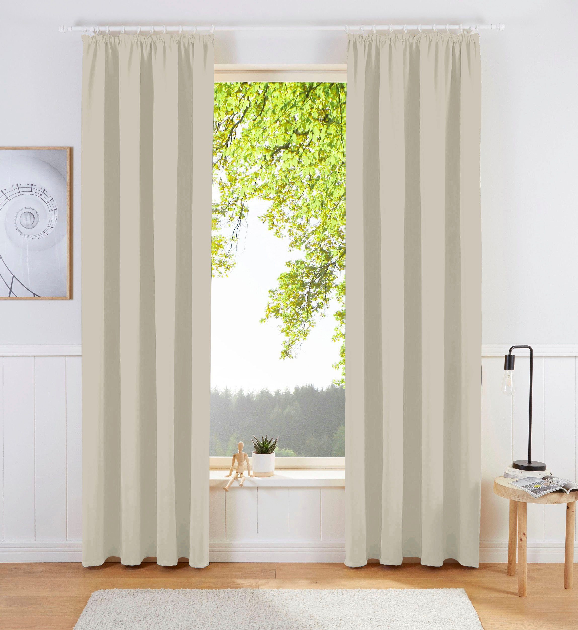 Vorhang Sola, my home, Kräuselband (1 St), blickdicht, Polyester, Breite 130 cm und 270 cm, einfarbig, Verdunkelung, Überbreite beige