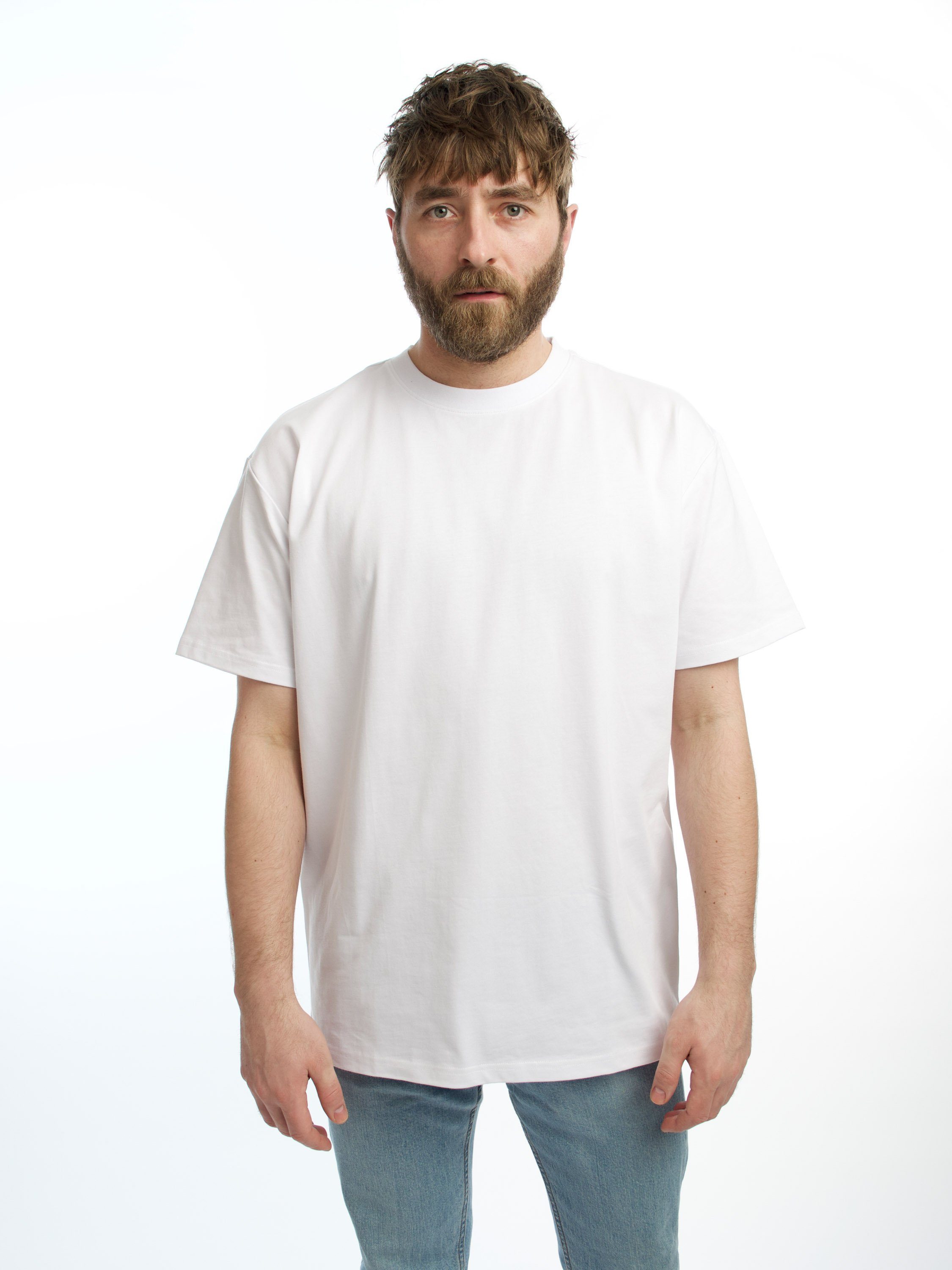 Rundhalsshirt GRS aus BASICS OG Bio-Baumwolle OCS zertifizierter Shirt weiß und HONEST