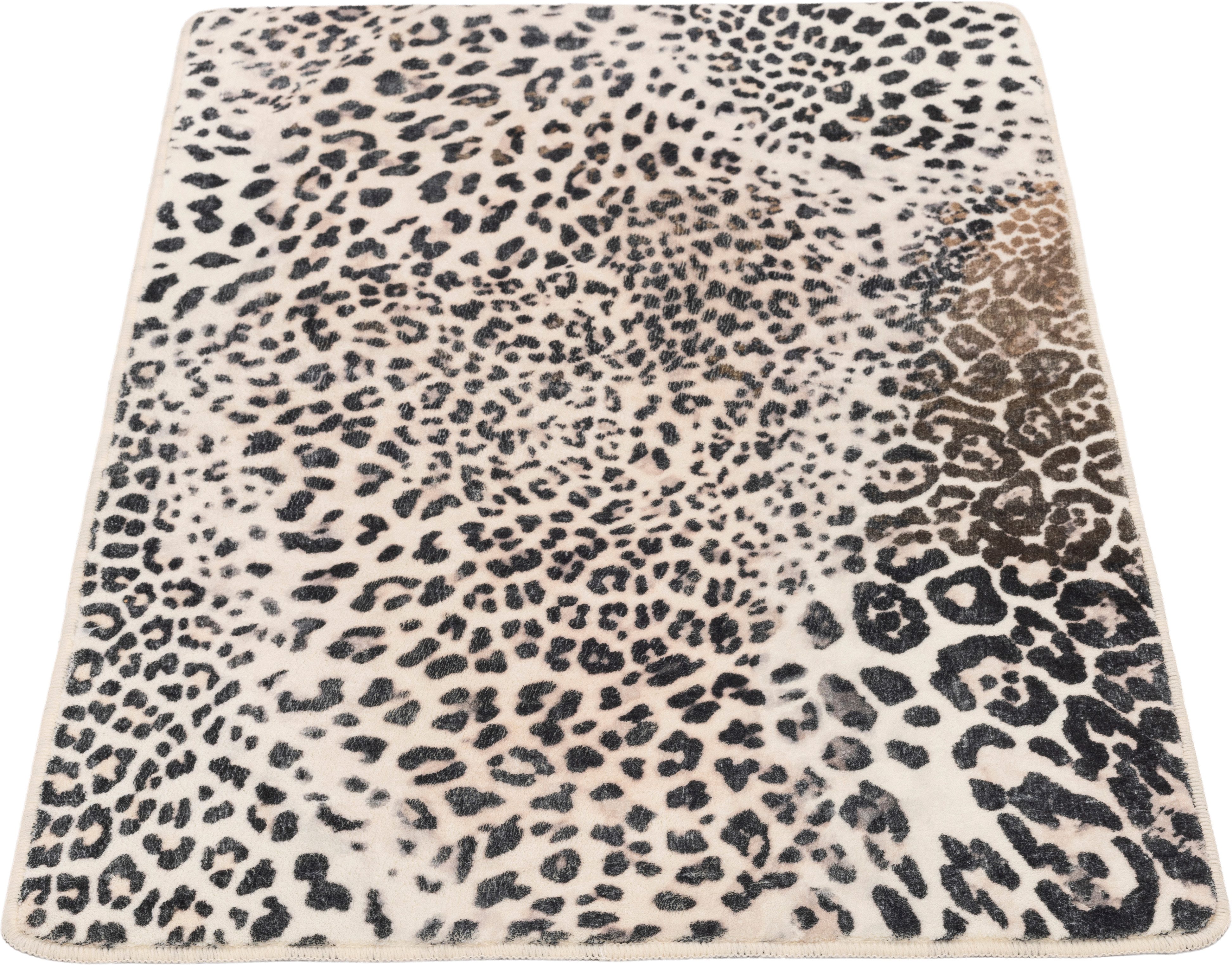Gino Falcone Badematte Aquata GF-162, Badvorleger, Badezimmer Teppich, Höhe 7 mm, rutschhemmend beschichtet, fußbodenheizungsgeeignet, Kunstfaser, rechteckig, Badteppich, bedruckt, Leopardenmuster, rechteckig