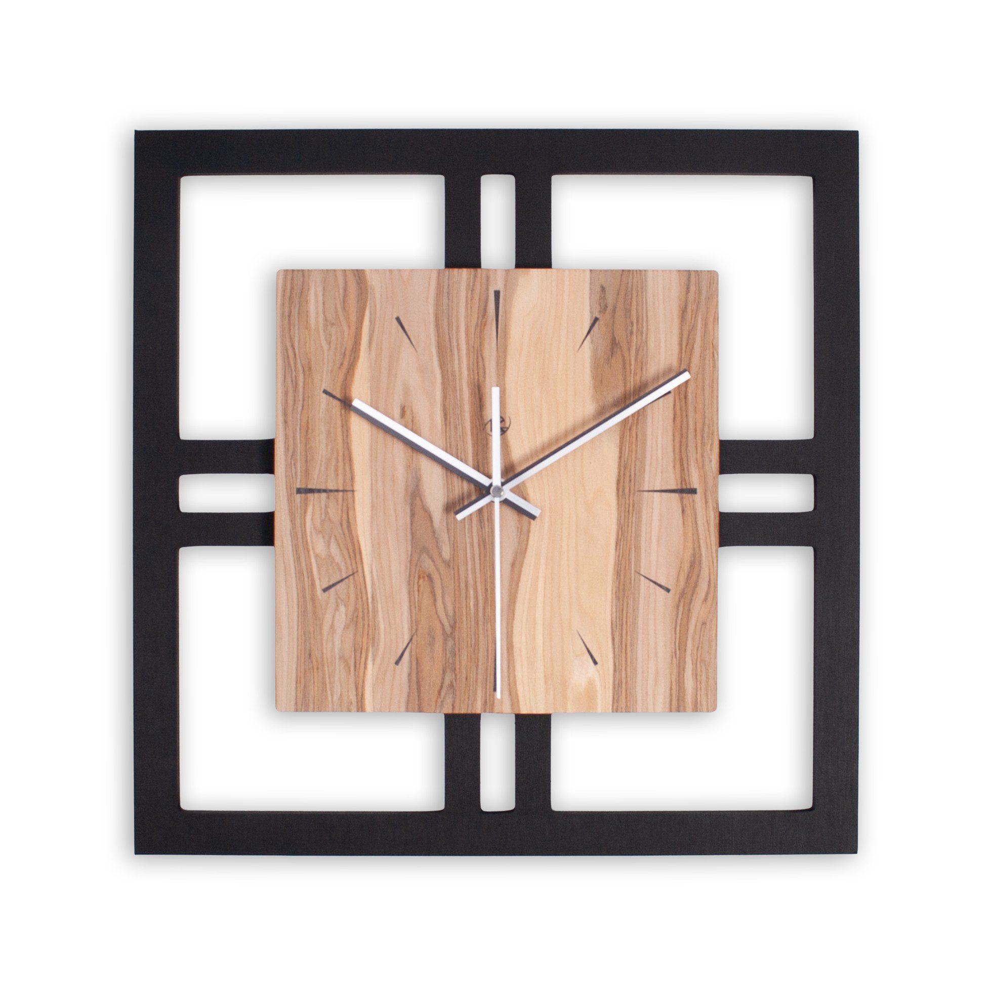 Kreative Feder Wanduhr Designer-Wanduhr aus Holz (stilvoller Akzent aus Nussbaum-Furnier; Hergestellt in Deutschland)