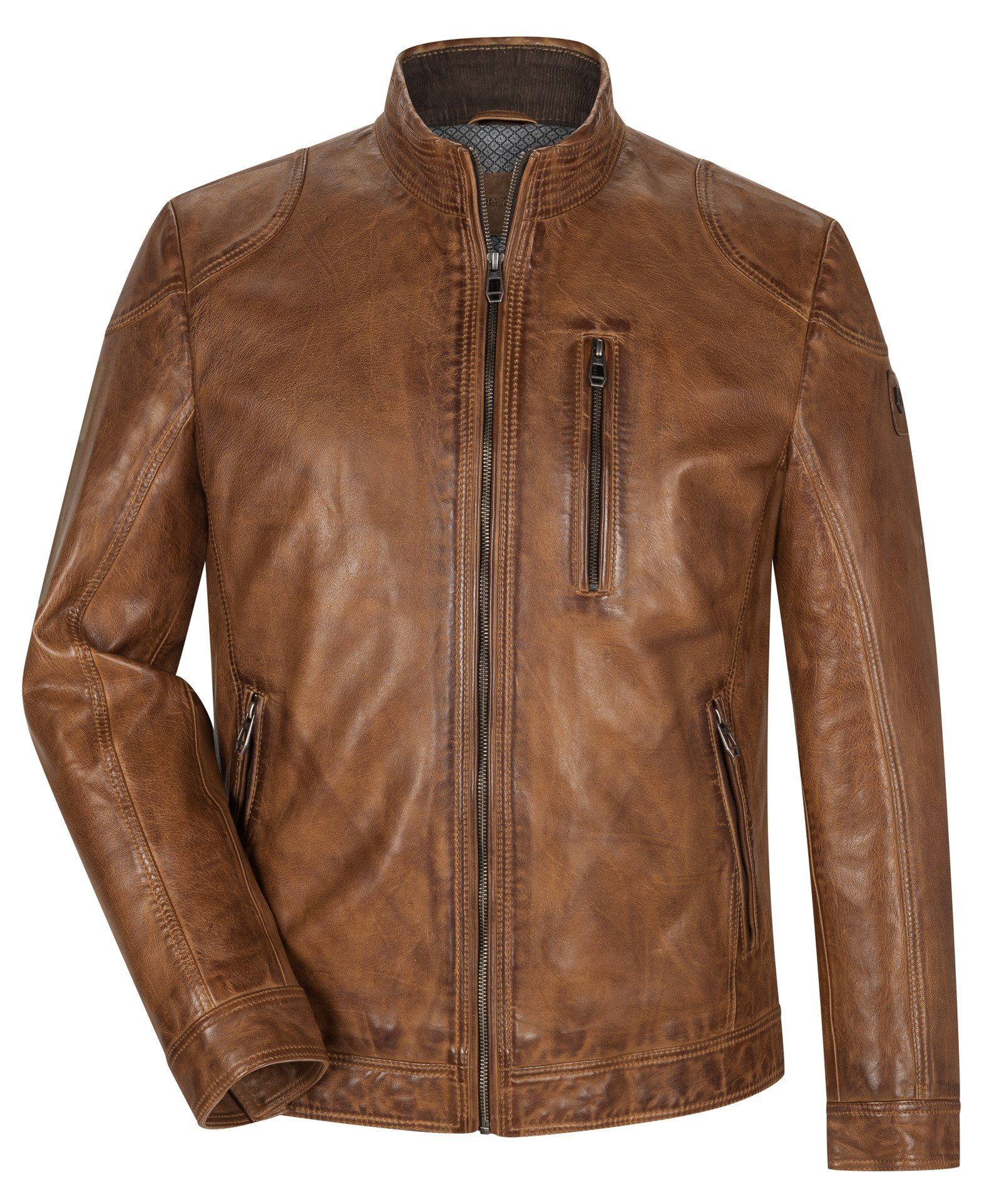 Milestone Lederjacke MSPepino aus gefüttert Cognac Leder Lammnappa