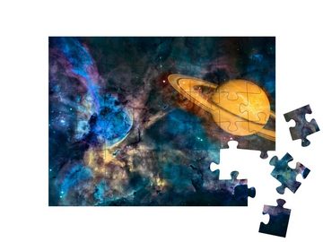 puzzleYOU Puzzle Planet Saturn umgeben von Weltraumnebel, 48 Puzzleteile, puzzleYOU-Kollektionen Weltraum, Universum