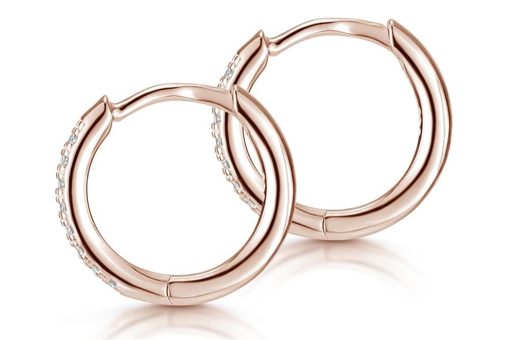 Silberkettenstore Creolen-Set Creolen mit Zirkonia, 14mm - 925 Silber, rosé günstig online kaufen