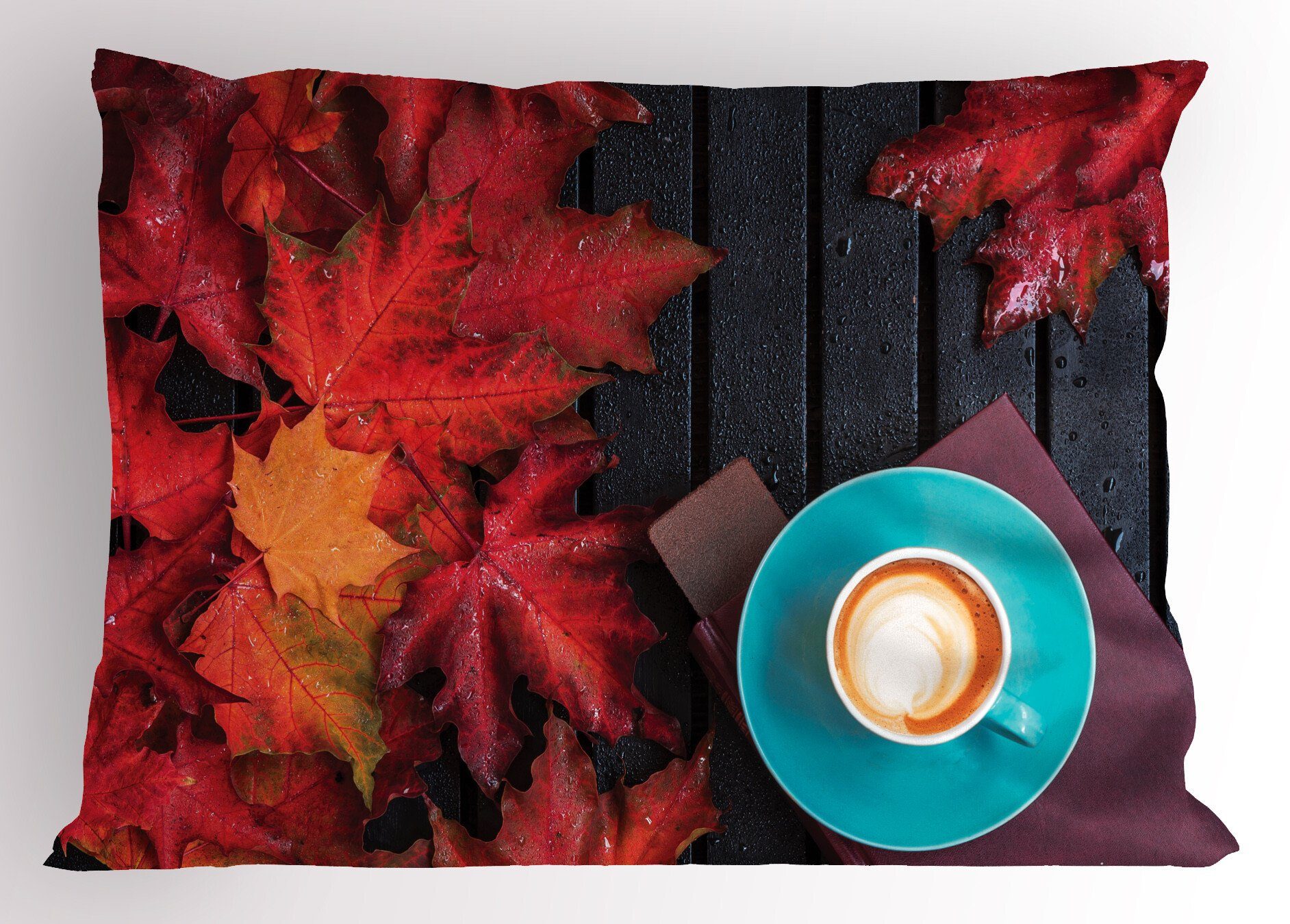 Natürliche Kaffee Dekorativer Size King Kissenbezug, Kissenbezüge Stück), Gedruckter (1 Abakuhaus Standard Farbe Herbstblätter