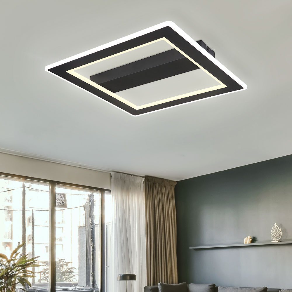 Lampe Metall Deckenleuchte, LED Kaltweiß, cm 45x45 etc-shop Tageslichtweiß, Deckenleuchte Wohnzimmerleuchte fest LxB verbaut, LED-Leuchtmittel Warmweiß, LED Schwarz