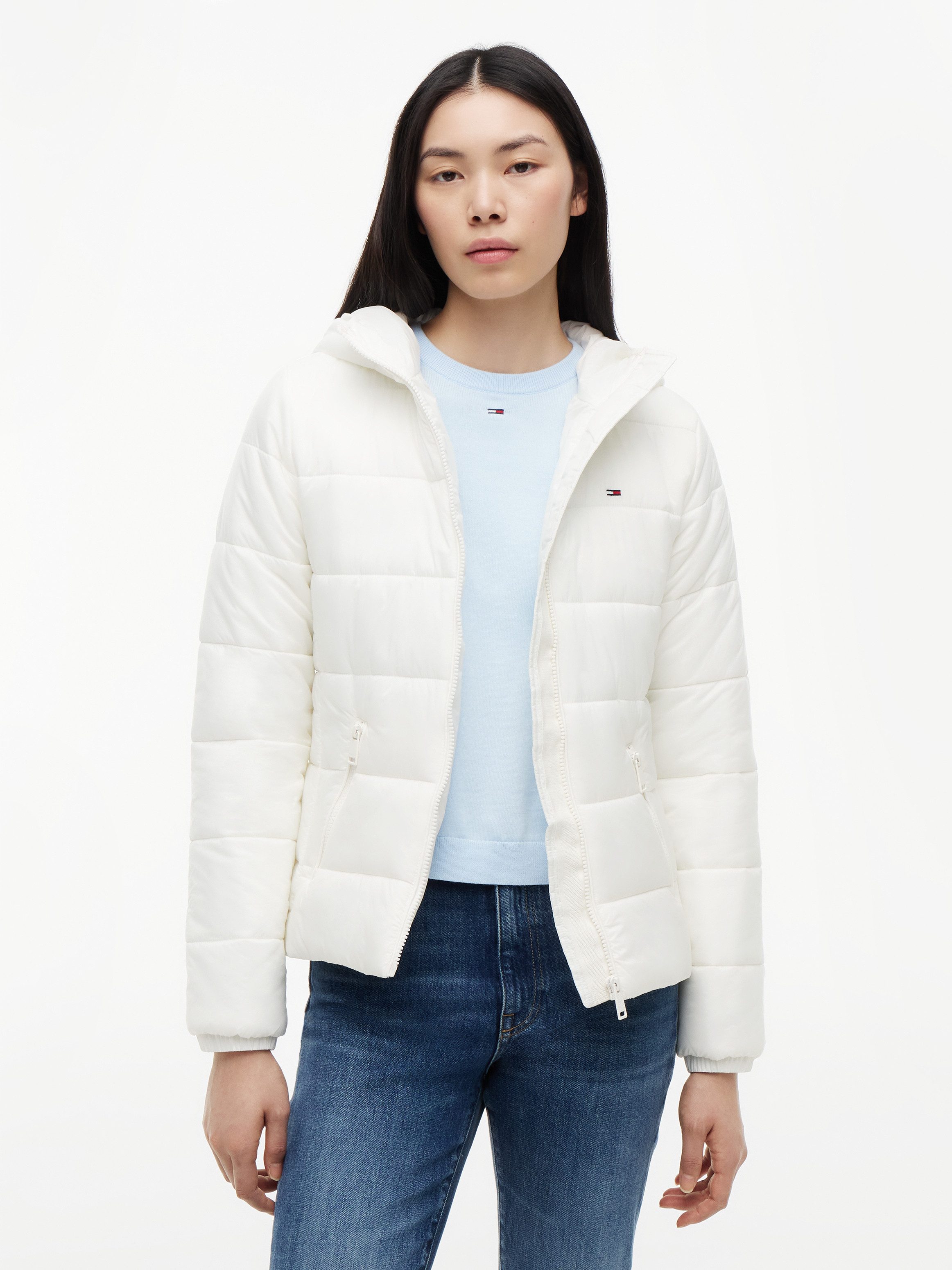 Tommy Jeans Steppjacke TJW SLIM LW HOODED PADDED JACKET Steppware, slim fit, mit Kapuze