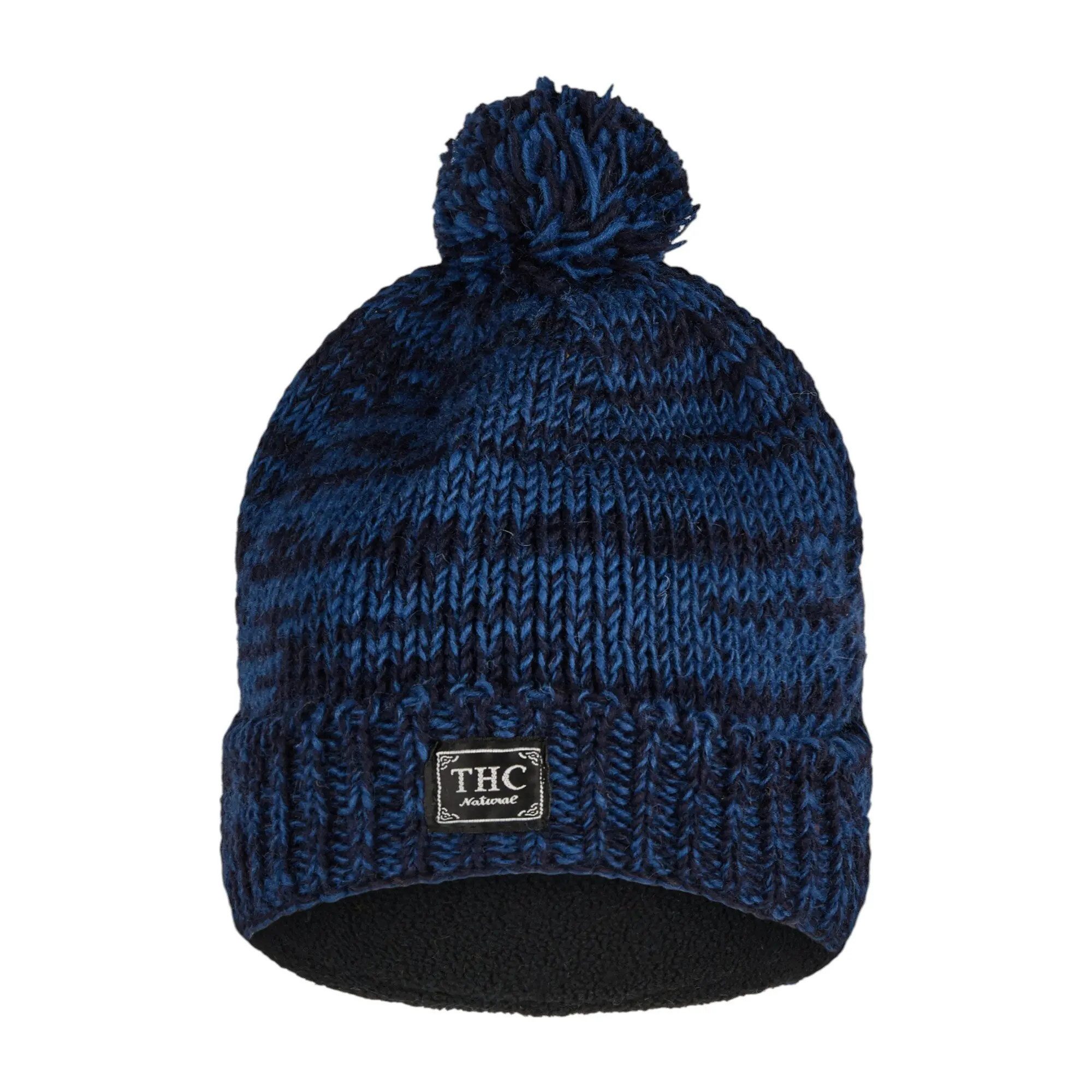 THC Natural Line Bommelmütze THC Schafwoll Pudelmütze 716 blau (1 Stück, 1-St., 1 Stück) Innenfutter: Fleece
