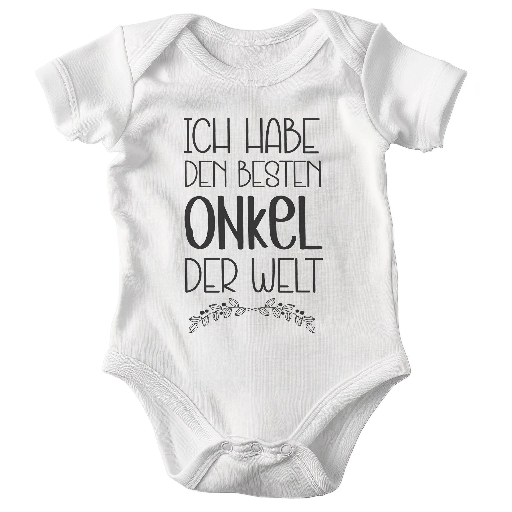 22Feels Kurzarmbody Bio Unisex Babybody Onkel Weiss Strampler Babyparty Geschenk Kurzarm BIO-Baumwolle - In Deutschland Bedruckt - Niedlicher Print