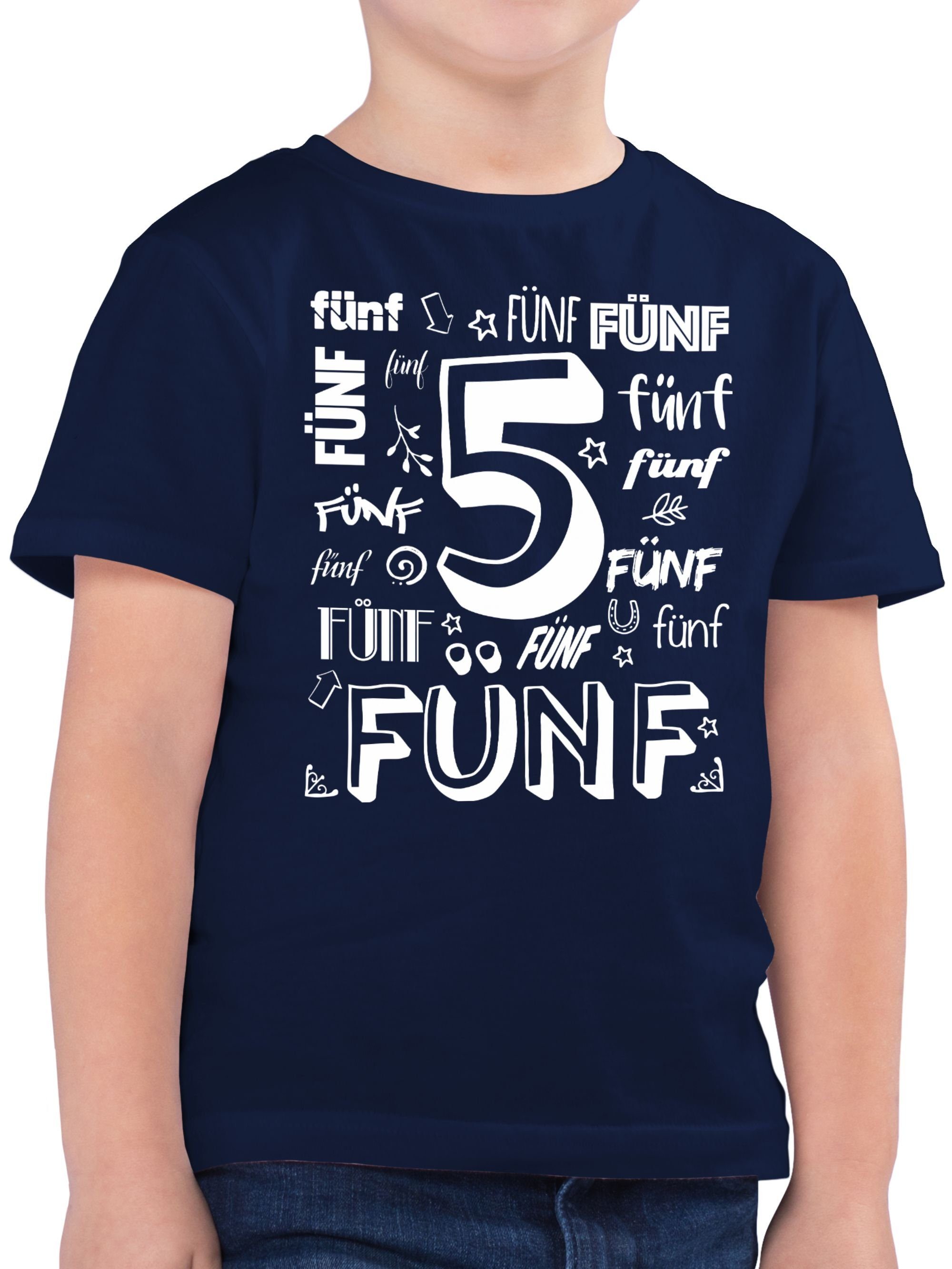 Shirtracer T-Shirt Fünfter Zahlen 5. Geburtstag 2 Dunkelblau