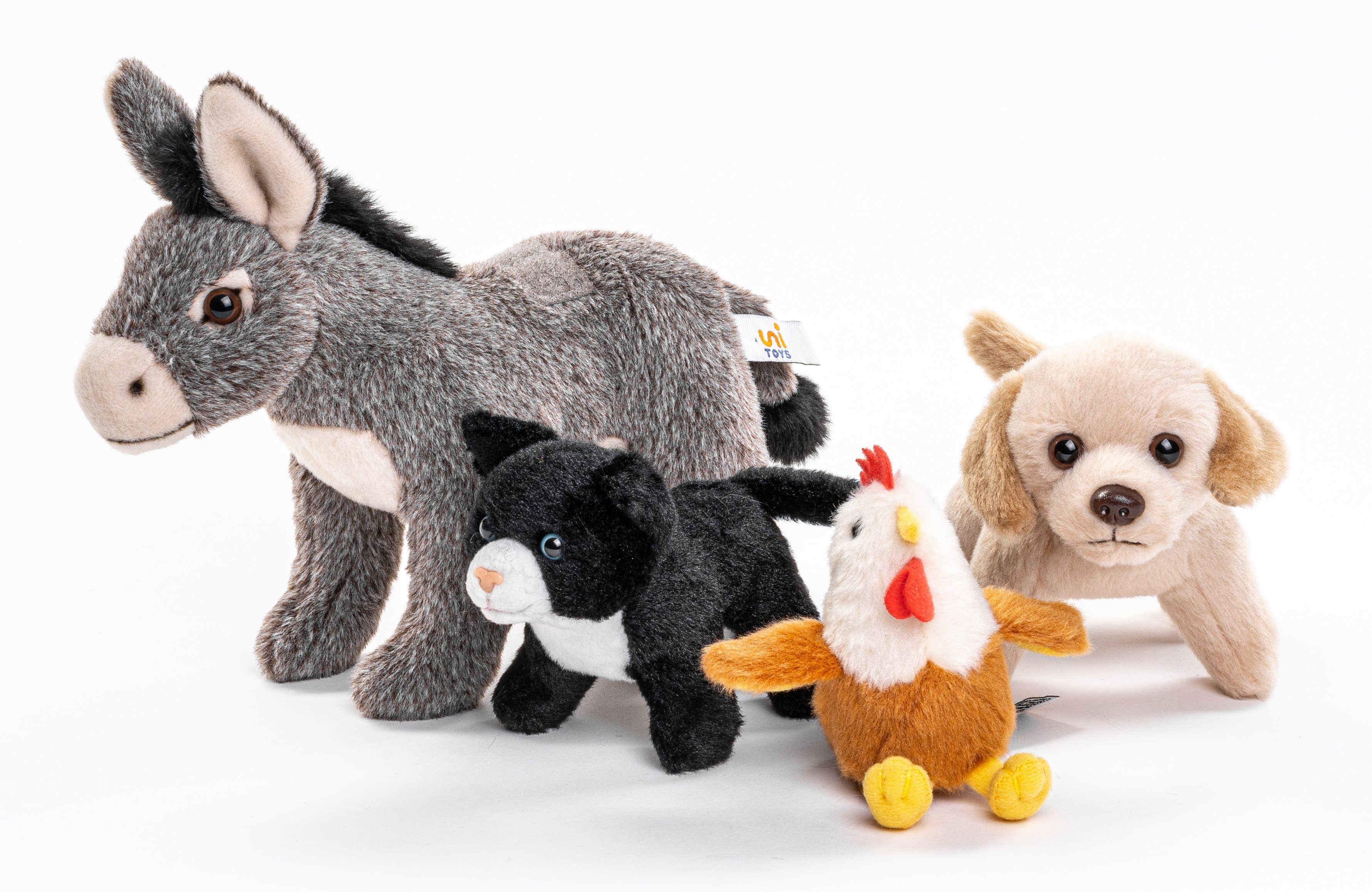 Uni-Toys Kuscheltier Bremer Stadtmusikanten - 32 cm - Märchen, Plüsch-Figur - Plüschtier, zu 100 % recyceltes Füllmaterial