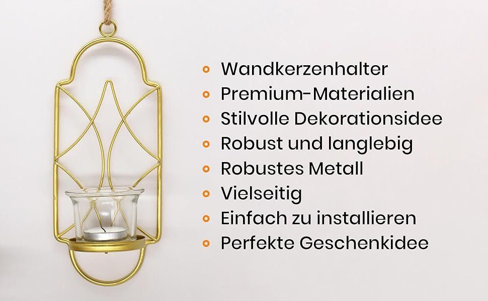 Set Eisen Samilito Glas Metall aus Schwarz Teelichtglas, 2-teiliges Wandkerzenhalter Wandkerzenhalter