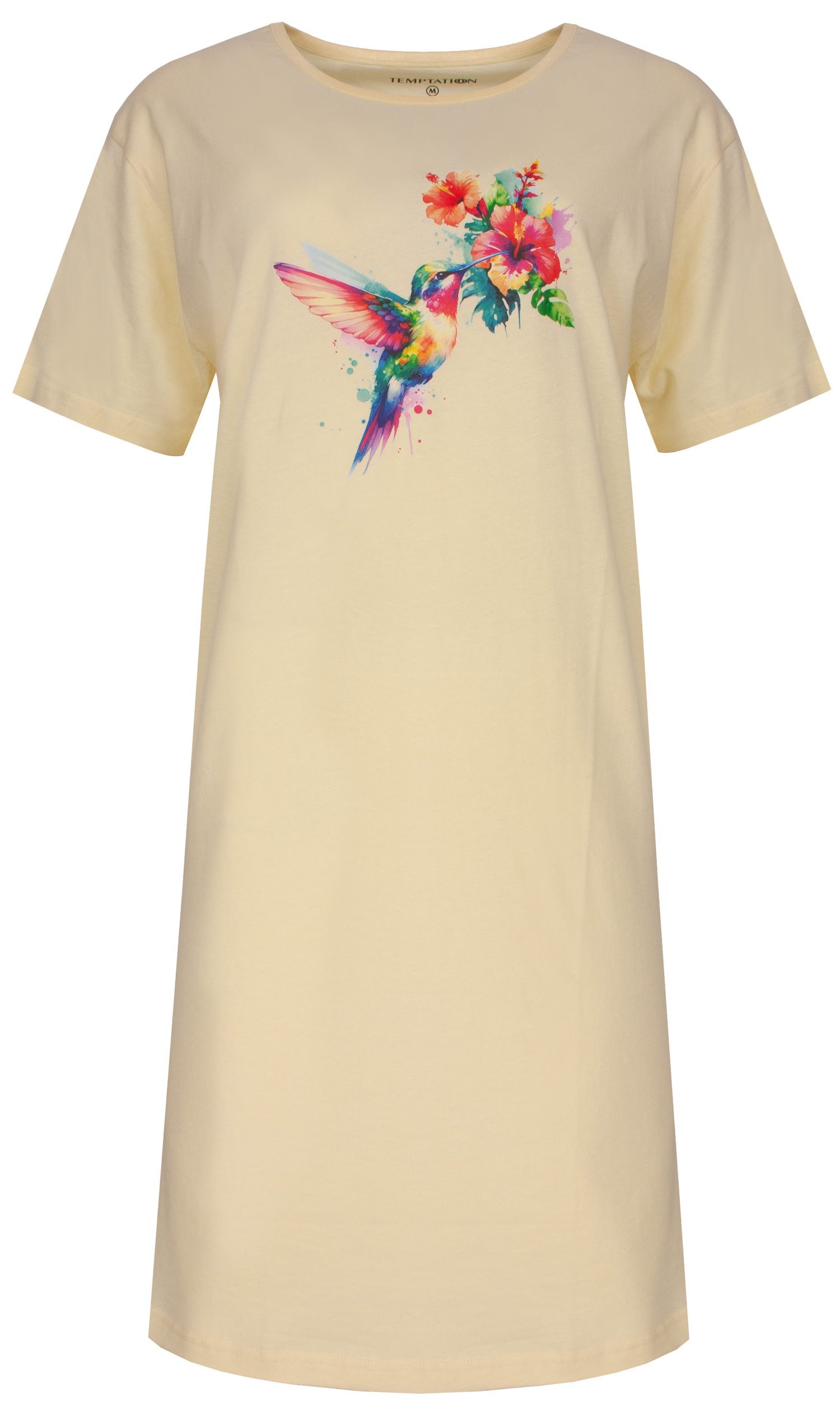 TEMPTATION Nachthemd Damen Schlafshirt mit kurzem Arm (1-tlg) Baumwolle