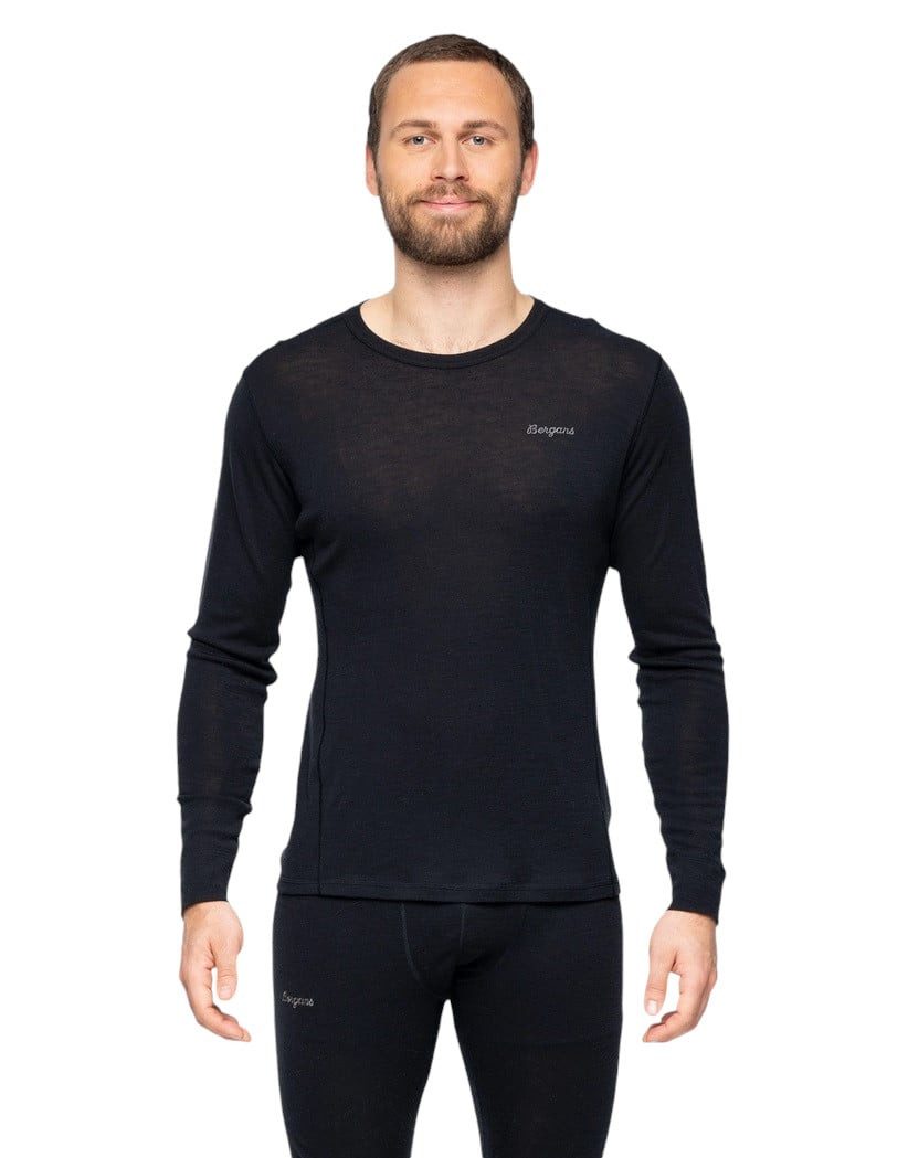 Bergans Langarmshirt Dual Merino (feuchtigkeitsableitend) Unterwäsche schwarz Herren