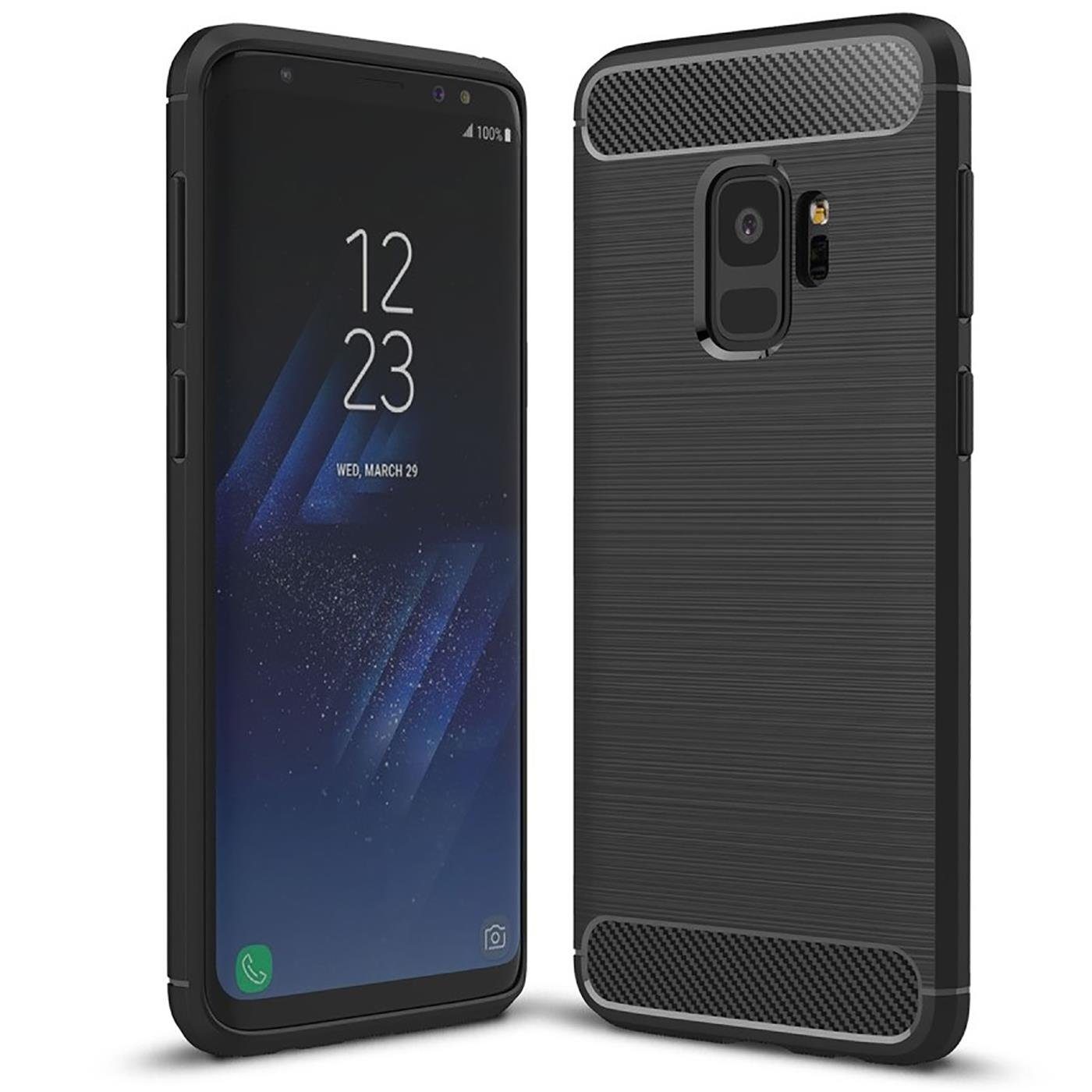 CoolGadget Handyhülle Carbon Handy Hülle für Samsung Galaxy S9 5,8 Zoll, robuste Telefonhülle Case Schutzhülle für Samsung S9 Hülle