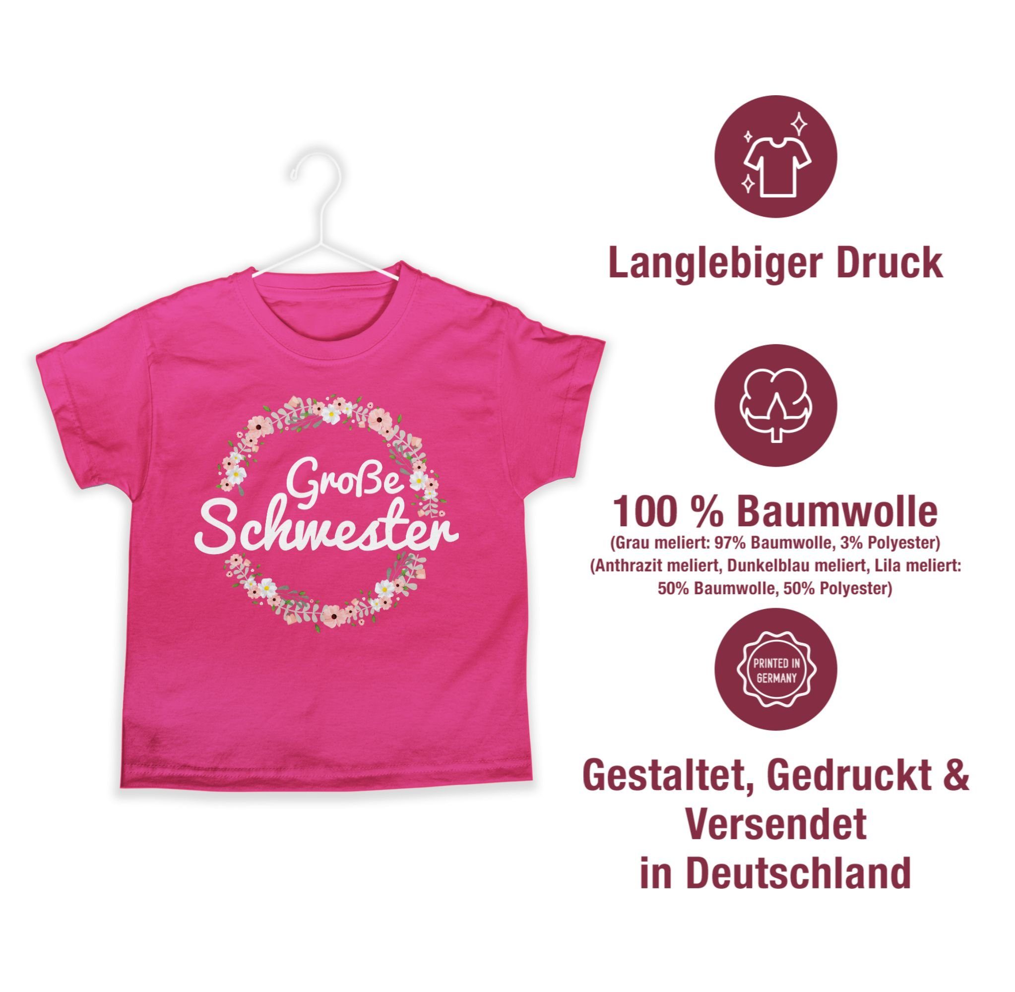 Shirtracer Schwester Große und Schwester Fuchsia 1 I Geschwister Geschenk T-Shirt Bruder