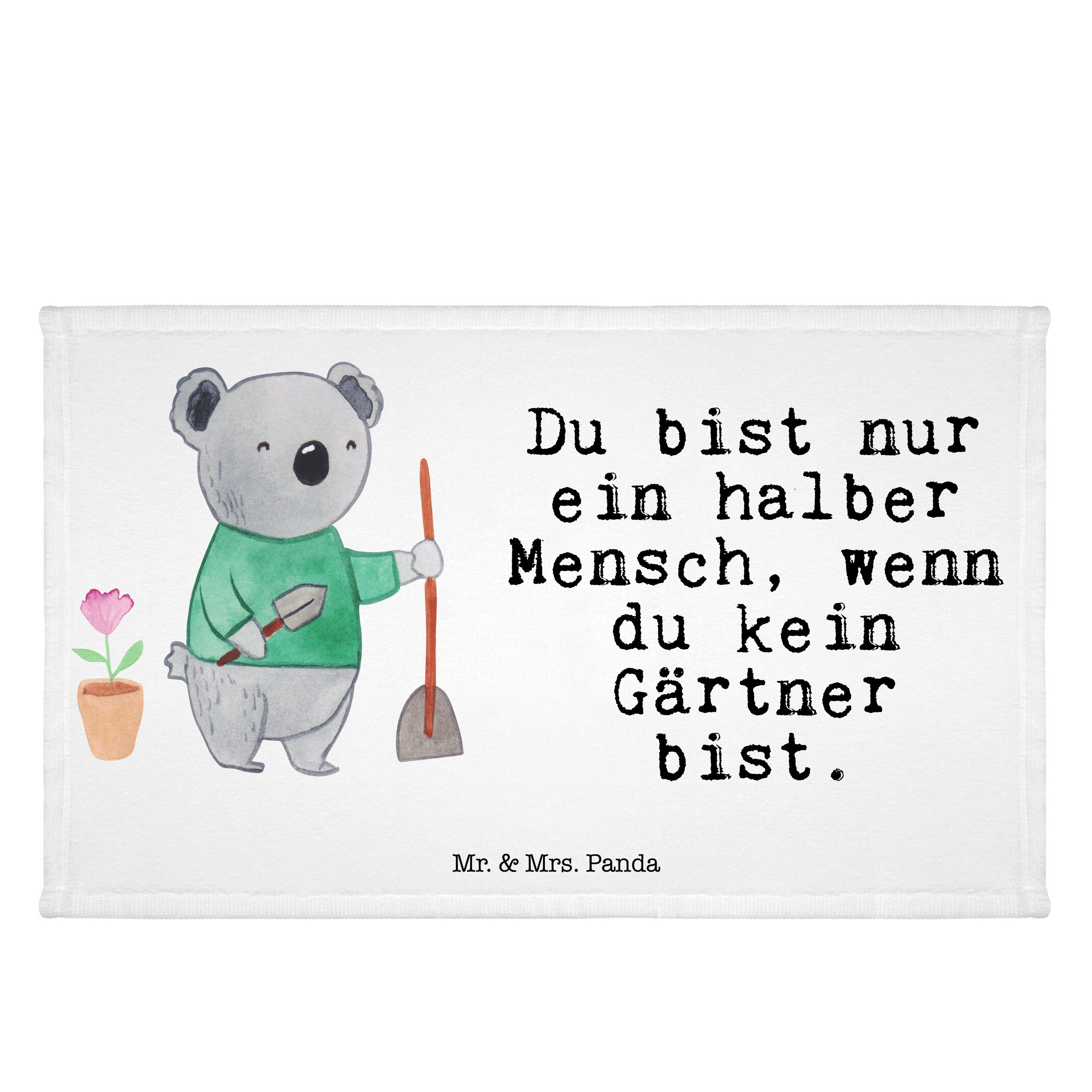 Panda Gärtner Frottier, Handtuch Mr. Gärtnerei, Garten- Geschenk, Mrs. Herz (1-St) mit & - und, - Weiß