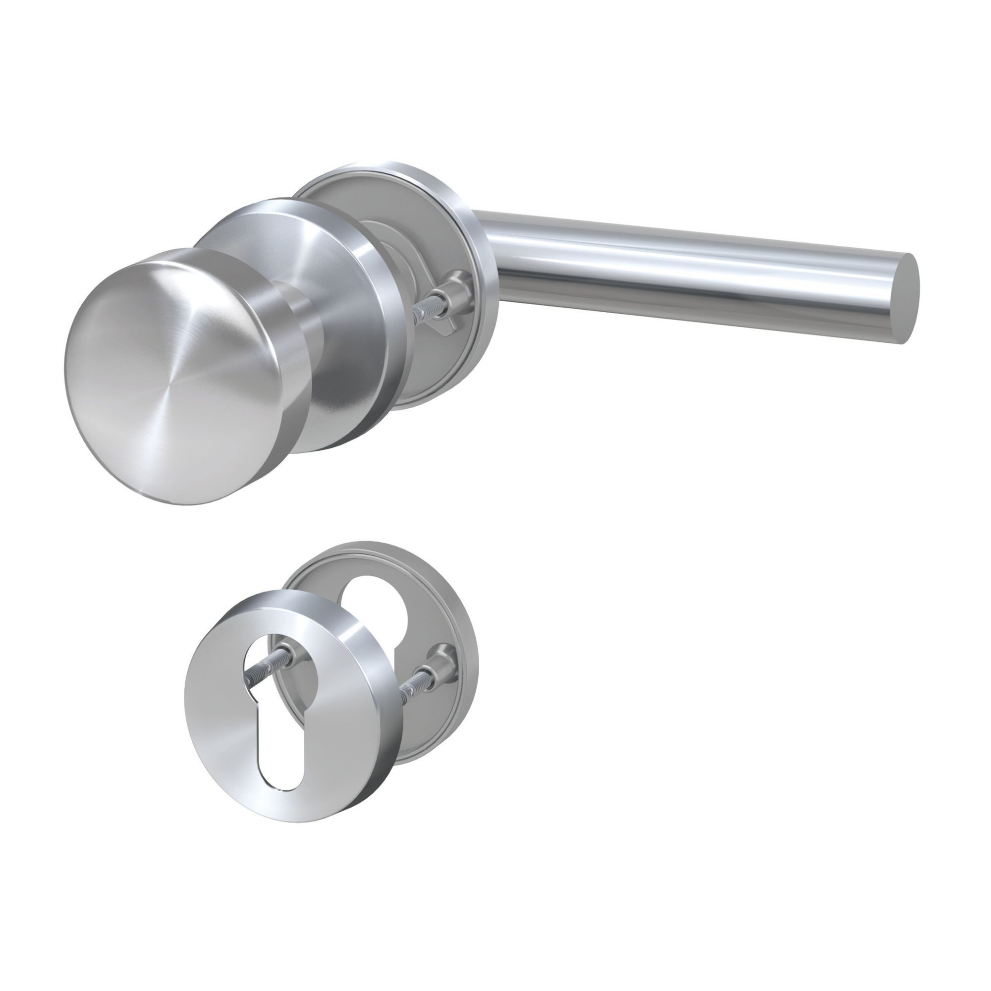 BASI Türbeschlag Rosetten-Garnitur (Packung), Wechsel-Garnitur PZ-Lochung, DIN Links, Edelstahl, Türstärken 38-44mm