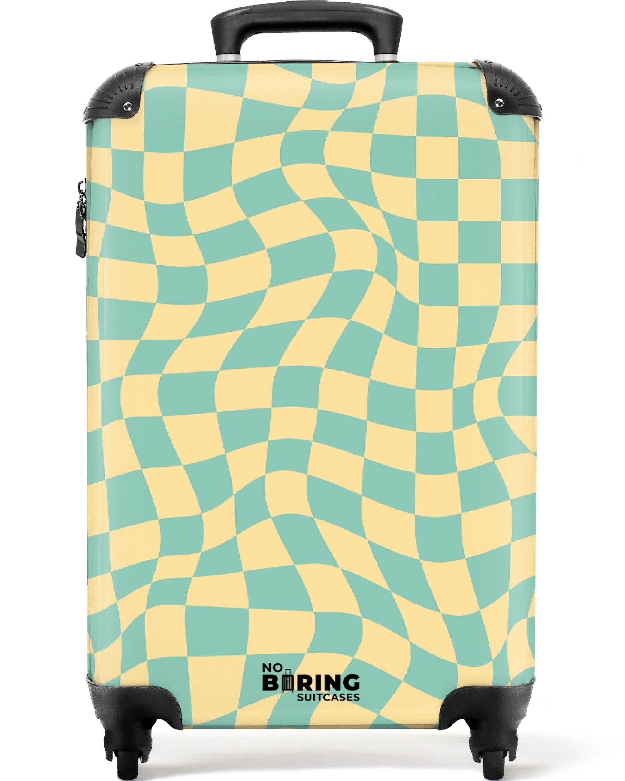 NoBoringSuitcases.com© Hartschalen-Trolley Gewellter blau-gelb karierter Dr günstig online kaufen