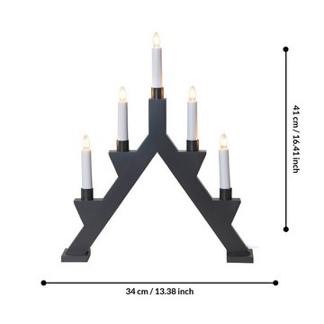 EGLO Kerzenständer Zack, Lichterbogen Weihnachten 5-flammig, Fensterleuchter mit Kabel, 41 cm