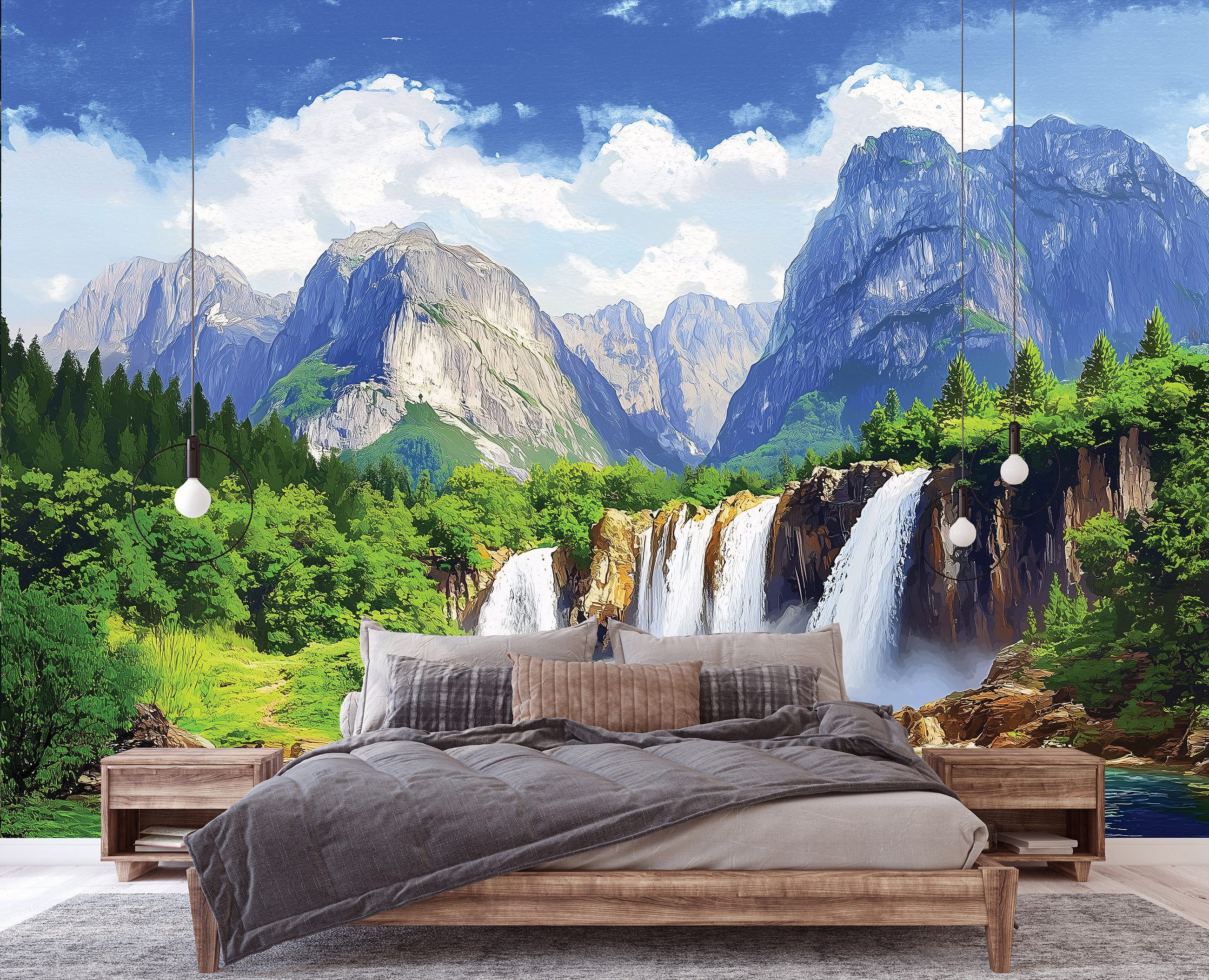 Wallarena Fototapete Wasserfall Gebirge Vlies Tapete günstig online kaufen
