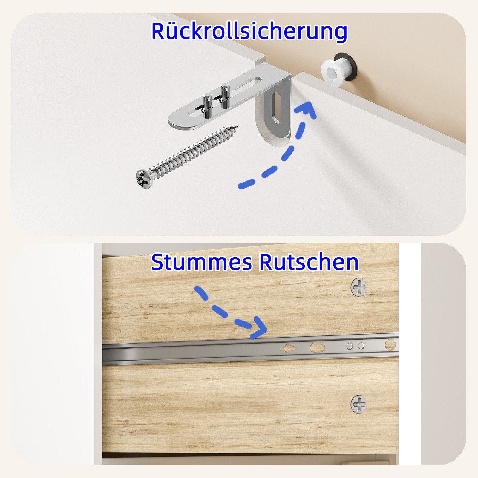 Bealife Kommode weiß, Kommode mit Schubladen, Schrank mit Schubladen, für Wohnzimmer