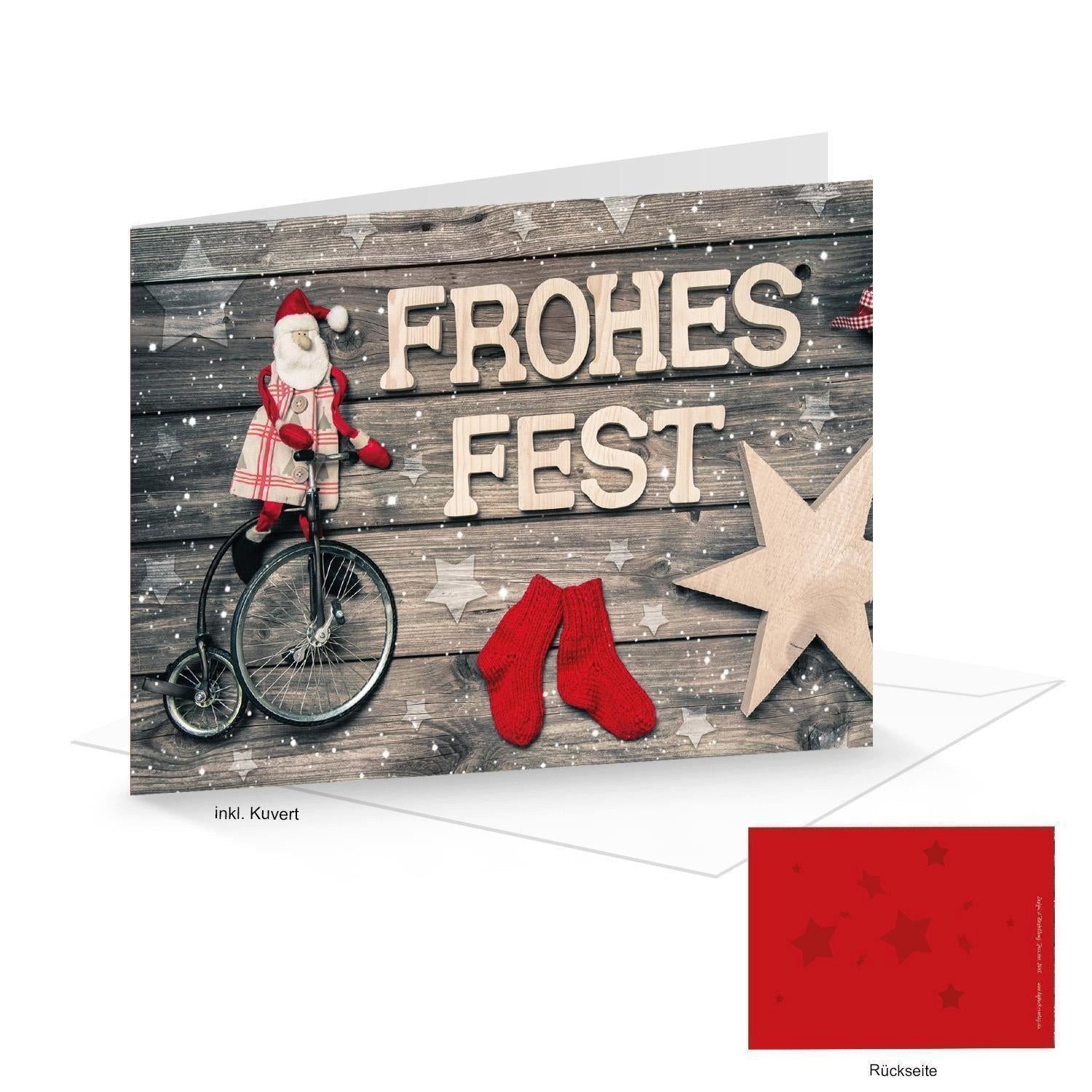 Logbuch-Verlag Klappkarte Weihnachtskarten DIN A6 quer Klappkarten Frohes Fest rot braun +