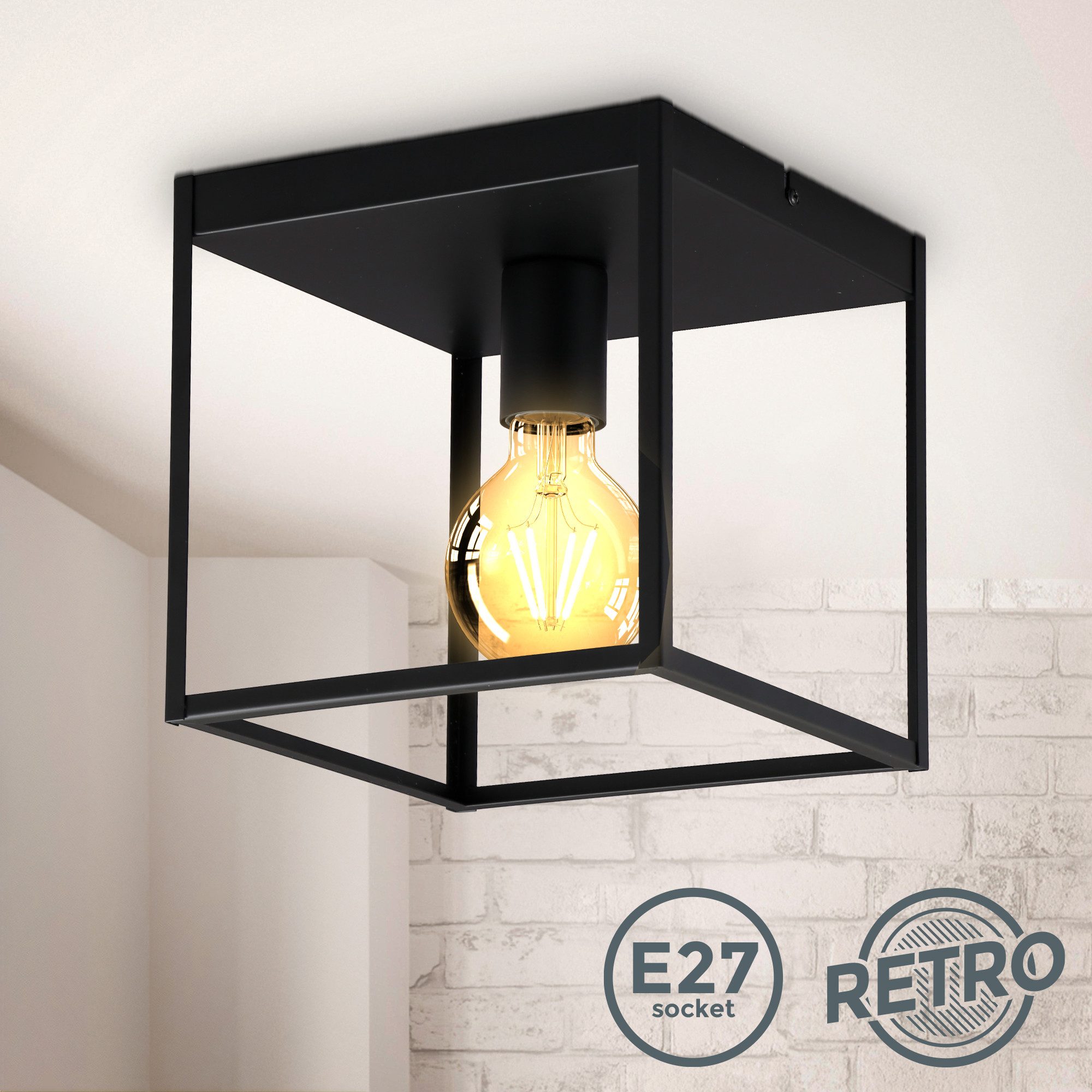 B.K.Licht Deckenleuchte Deckenleuchte, schwarz, 1xE27 max. günstig online kaufen