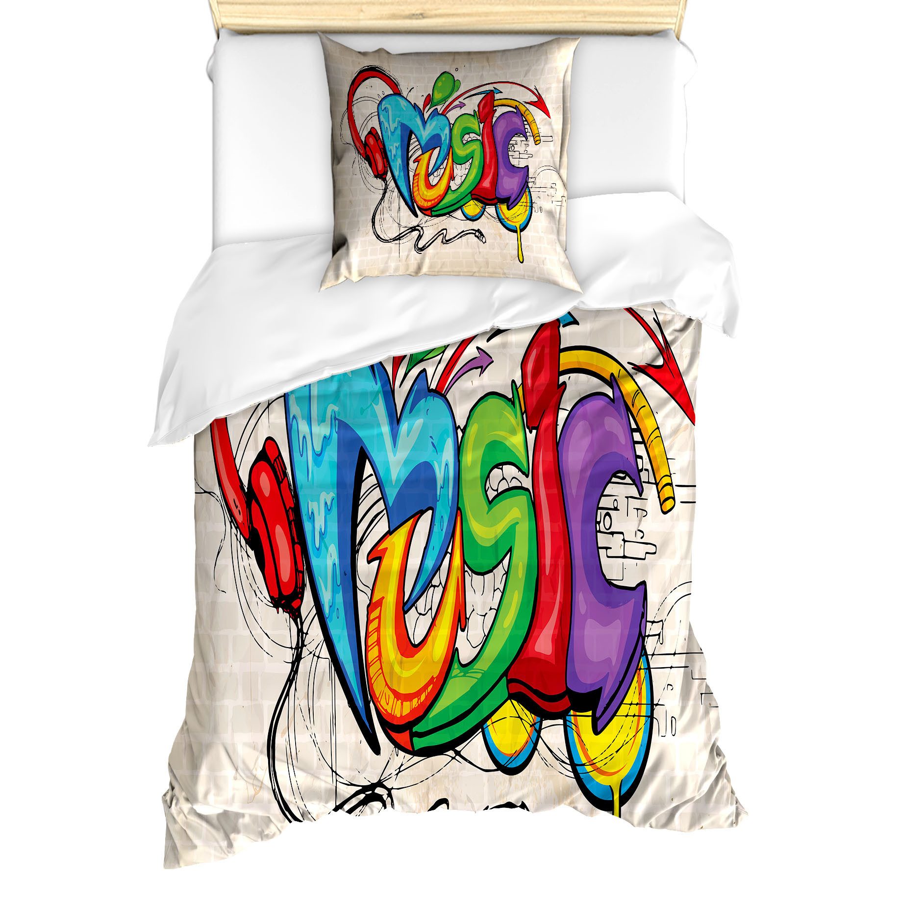 Abakuhaus Постельное белье Milbensicher Всеrgiker geeignet mit Kissenbezug, Microfaser, Retro Musik Graffiti Hip Hop