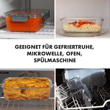 Klarstein Frischhaltedose Glaswerk Jardine Frischhaltedosen 3er Set 3 Größen, Glas,Kunststoff